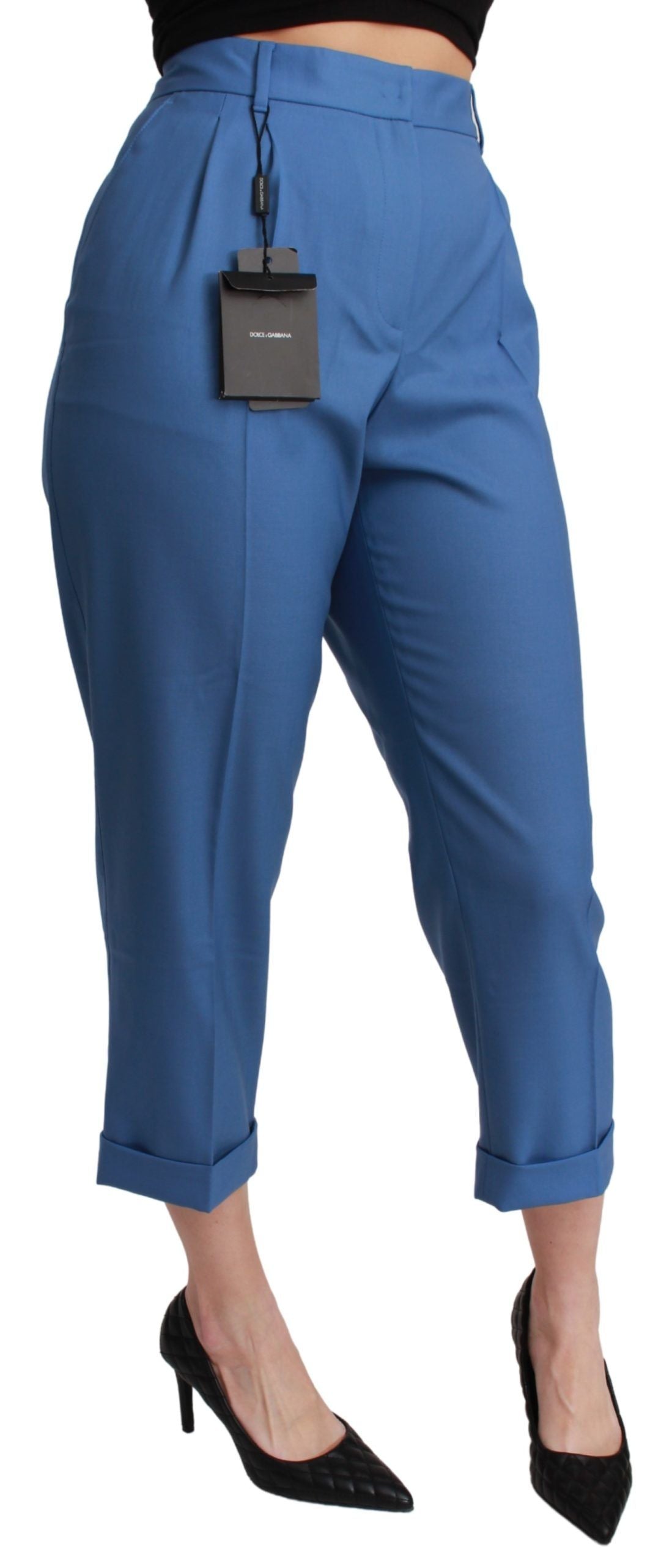 Elegant Pleated Wool Cuffed Trousers - ventzia
