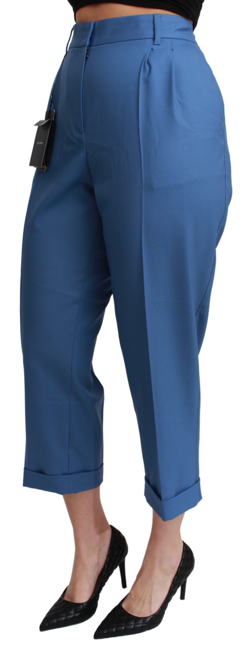 Elegant Pleated Wool Cuffed Trousers - ventzia
