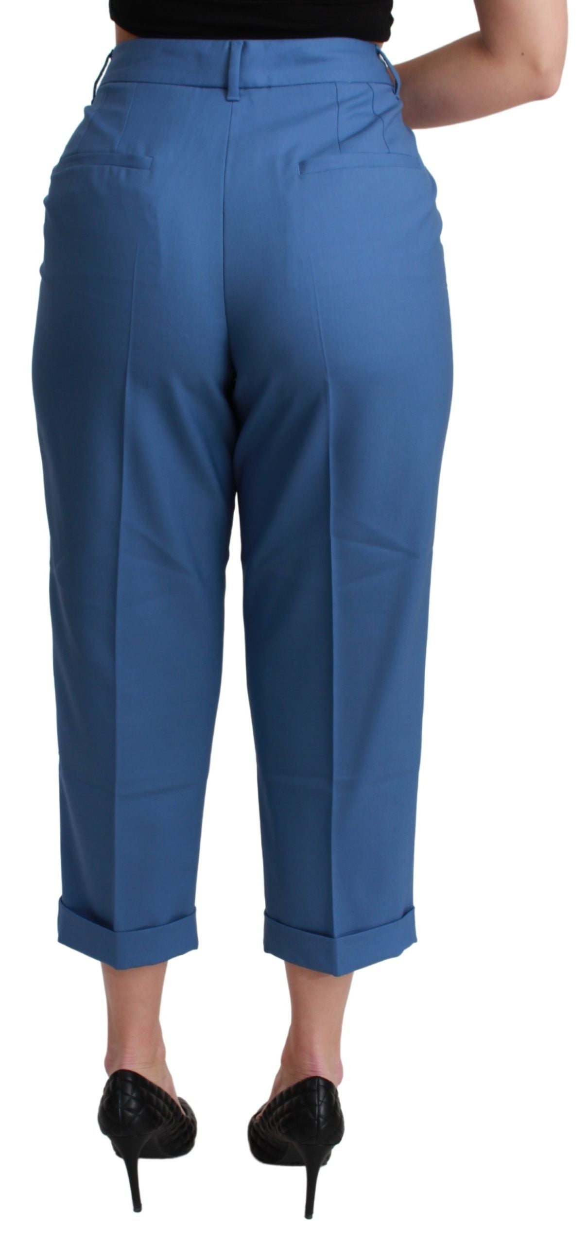 Elegant Pleated Wool Cuffed Trousers - ventzia