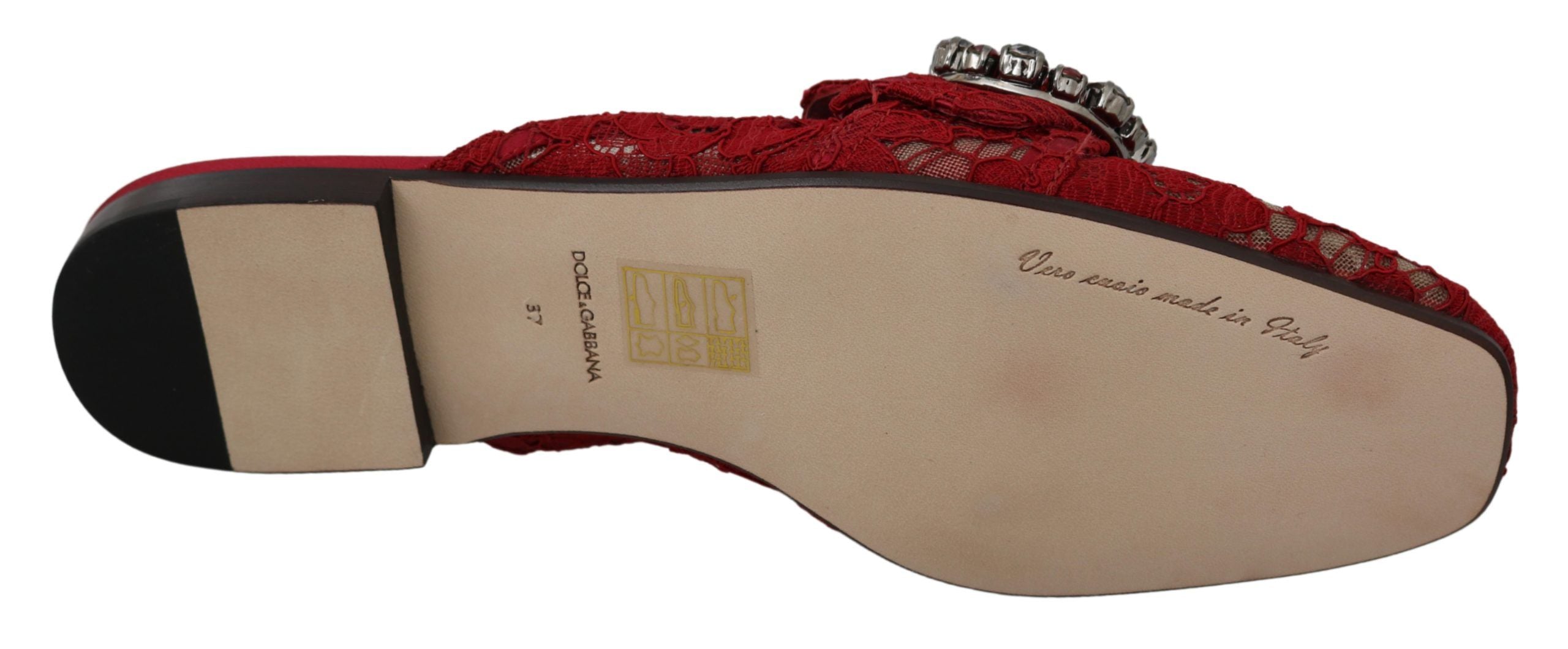 Radiant Red Slide Flats with Crystal Embellishments - ventzia
