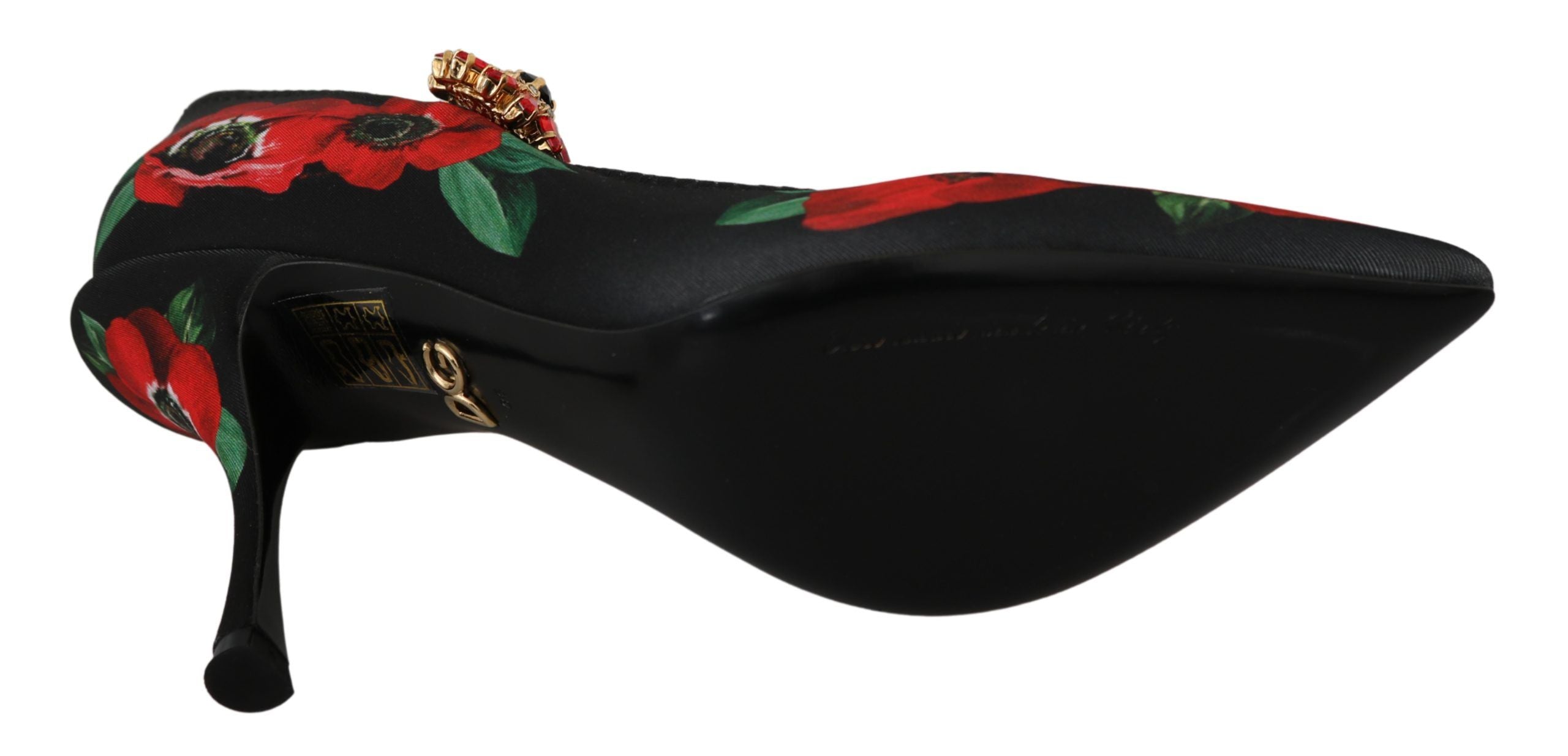 Floral Mary Janes Pumps with Crystal Detail - ventzia