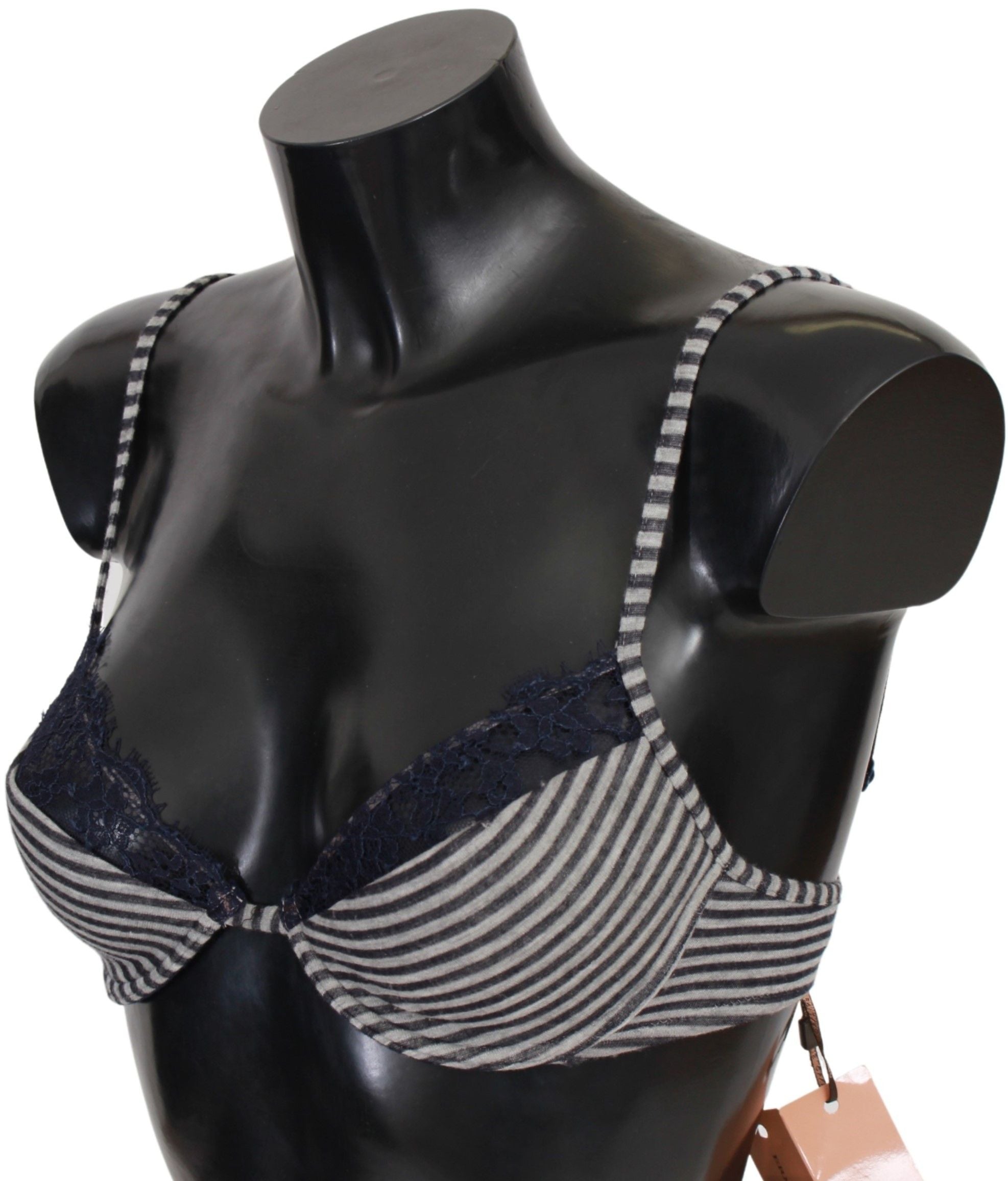 Blue Stripes Lace Reggiseno Bra - ventzia