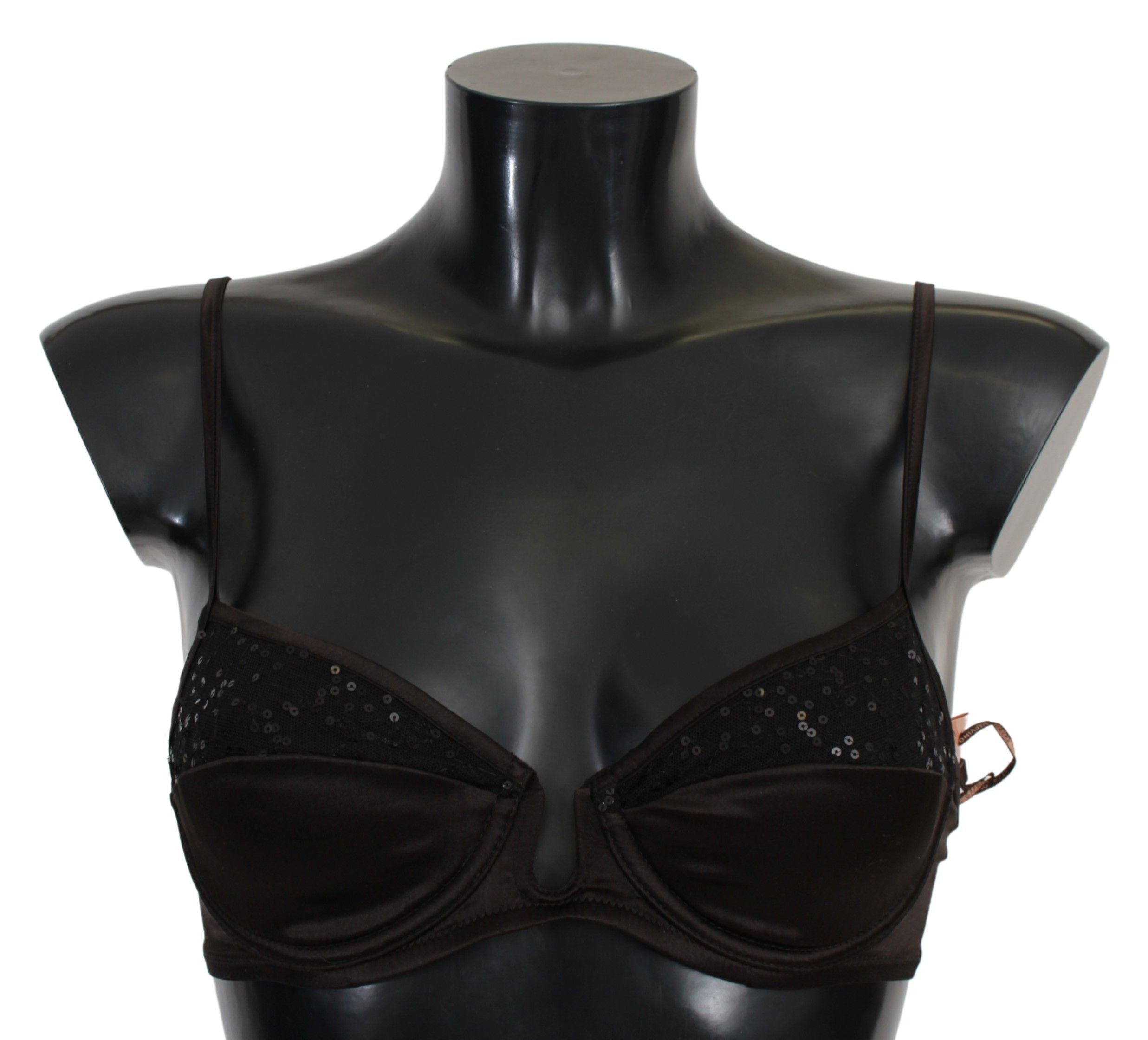 Sequined Brown Balconette Bra - ventzia