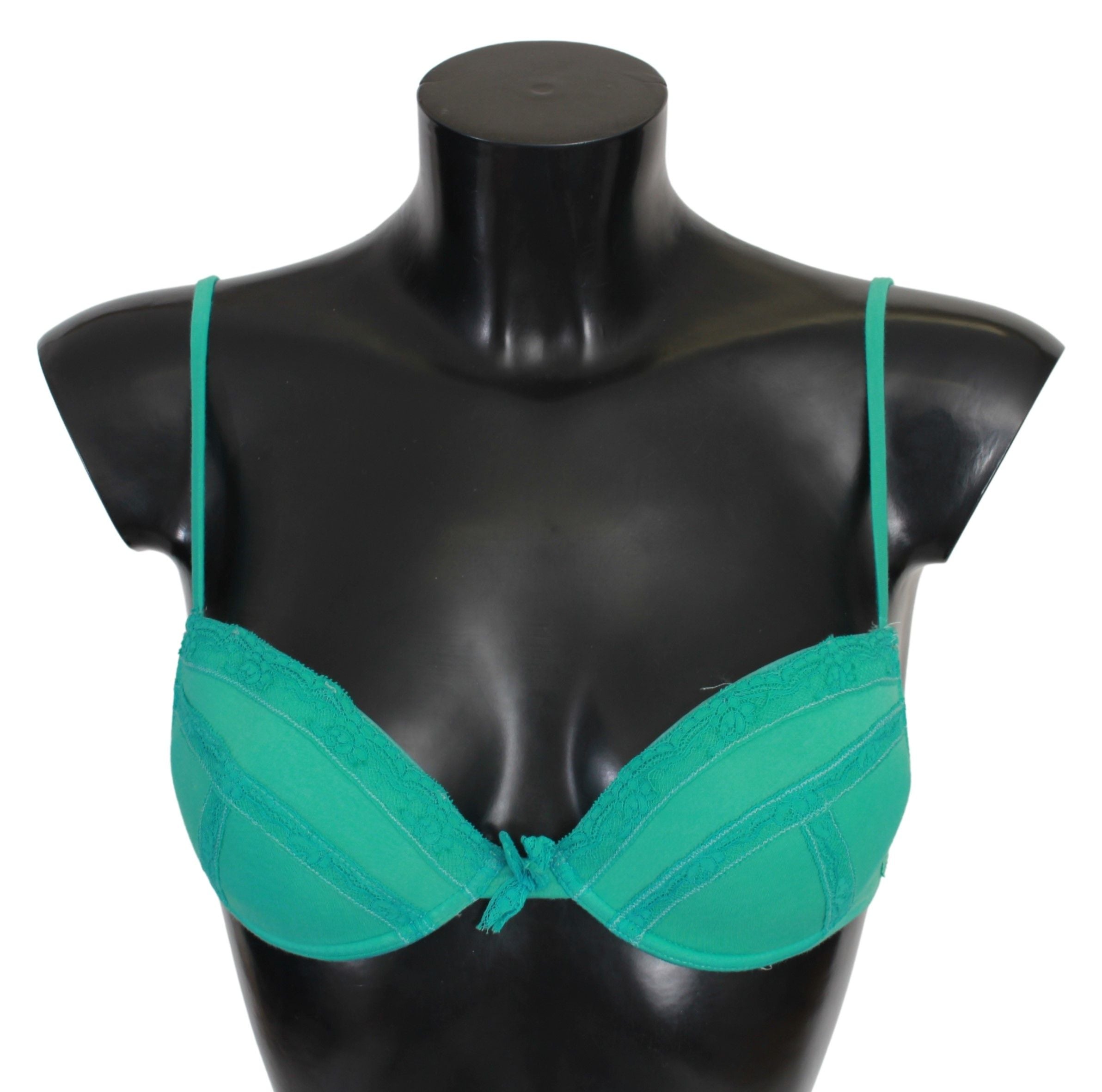 Luxurious Green Cotton Push Up Bra - ventzia