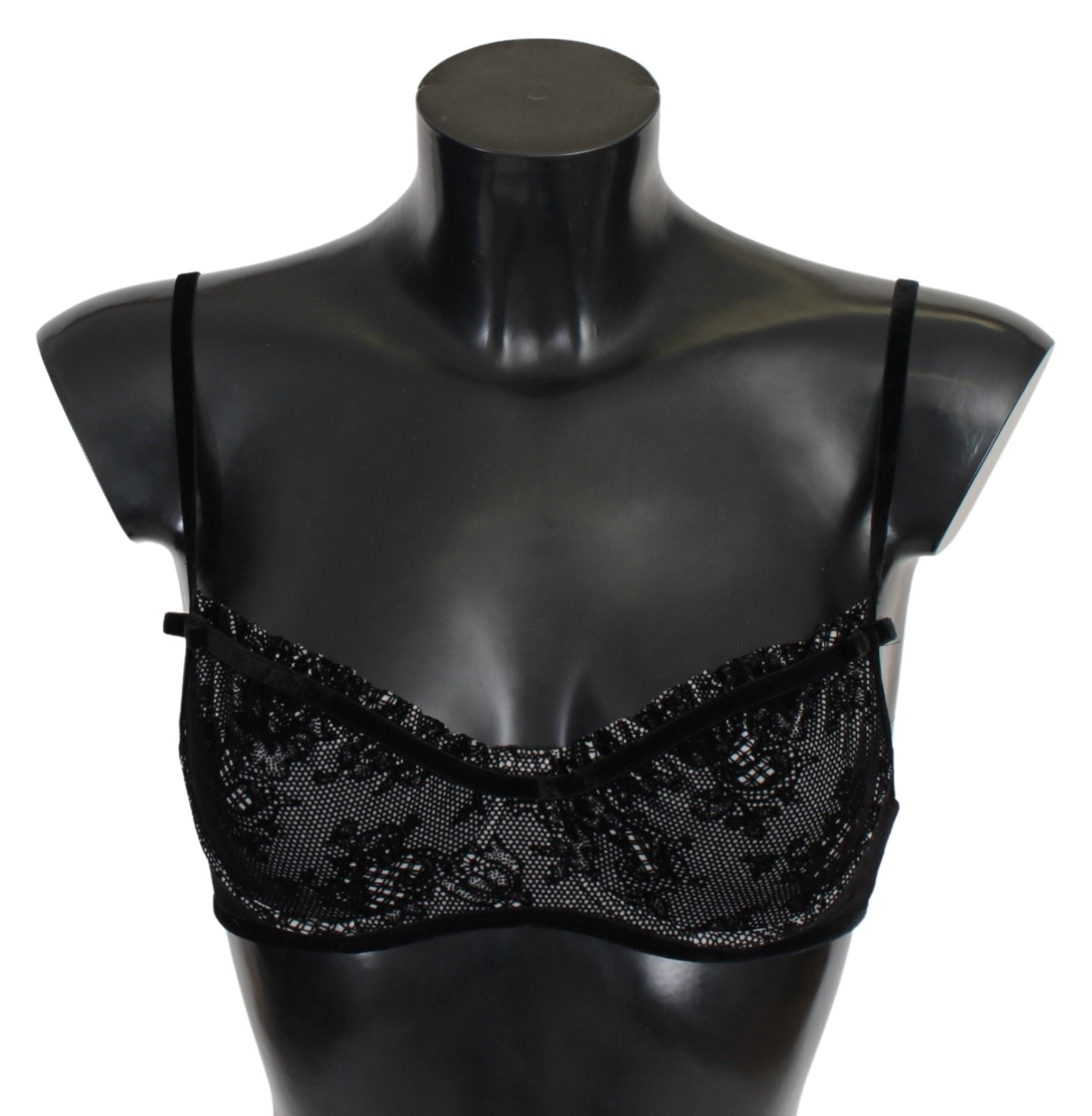 Sleek Black Mesh Balconcino Bra - ventzia