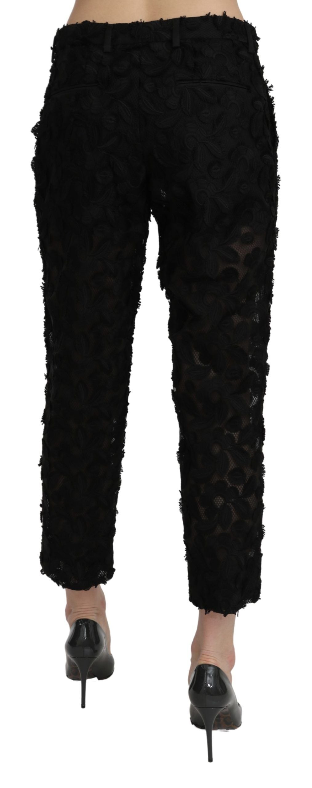 Elegant Straight Cropped Lace Trousers - ventzia