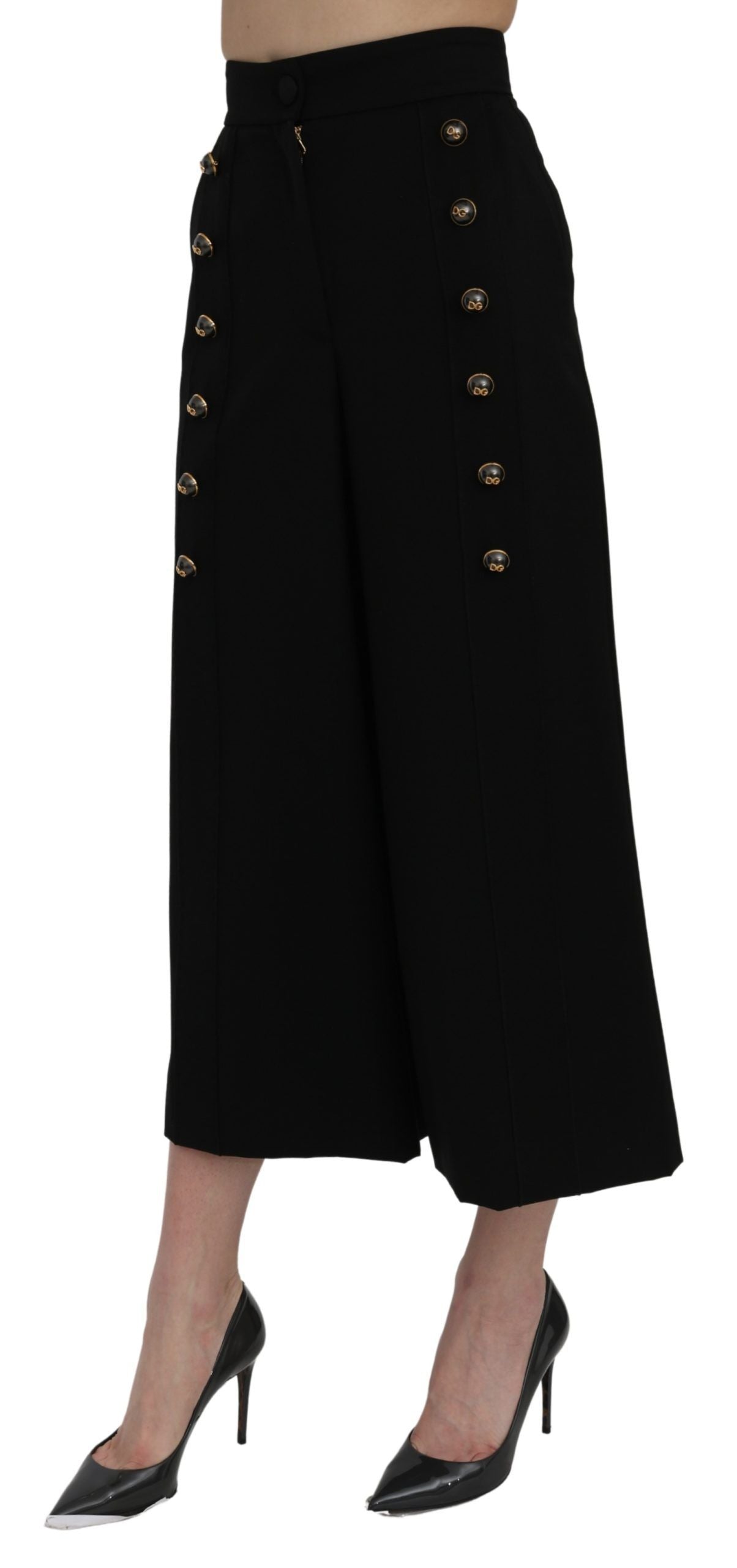 Elegant High Waist Wide Leg Wool Pants - ventzia