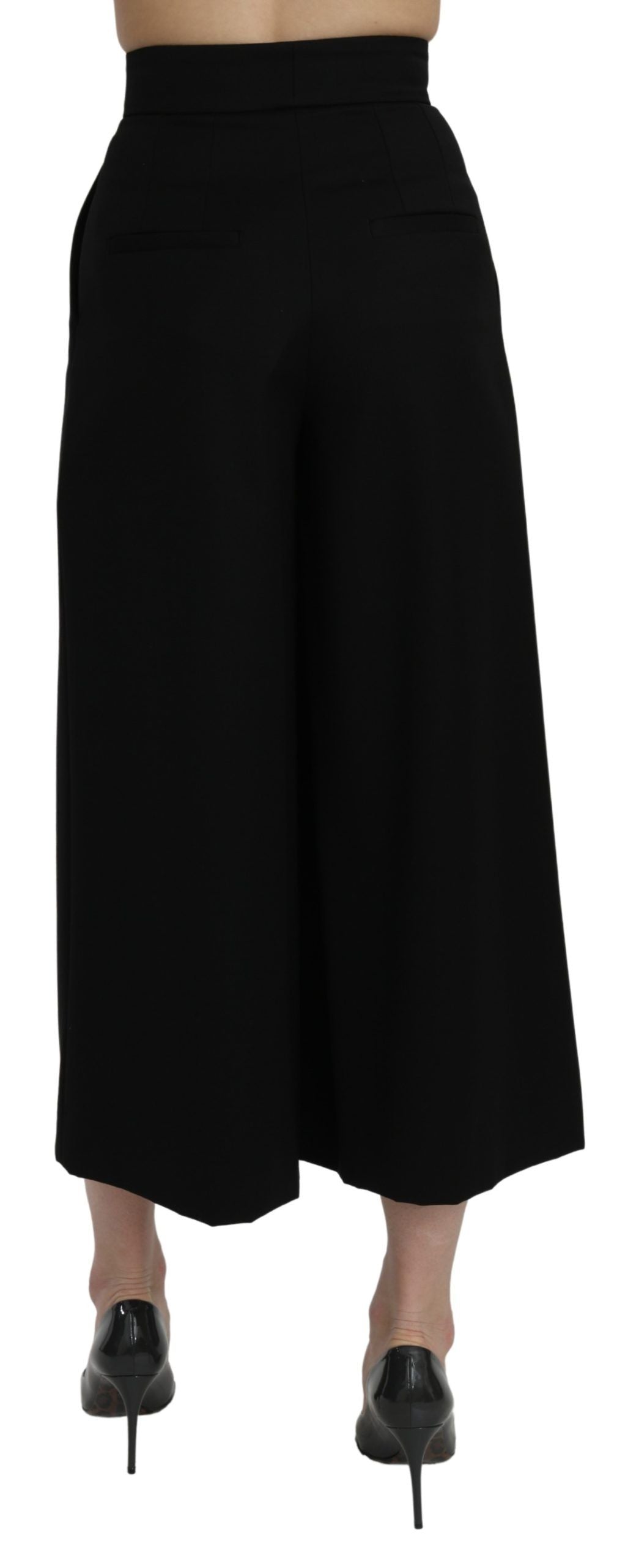 Elegant High Waist Wide Leg Wool Pants - ventzia