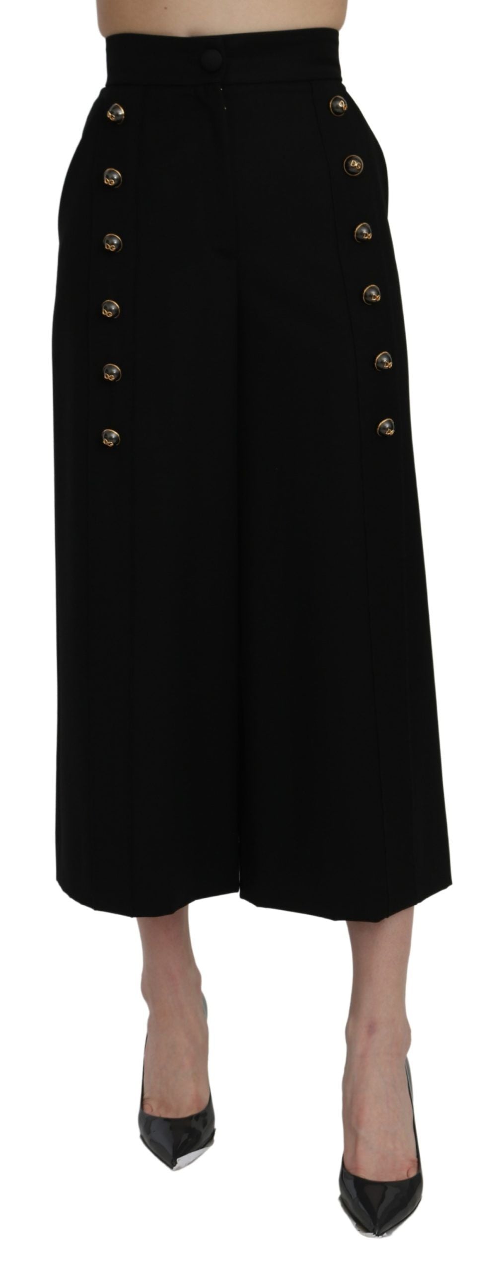 Elegant High Waist Wide Leg Wool Pants - ventzia