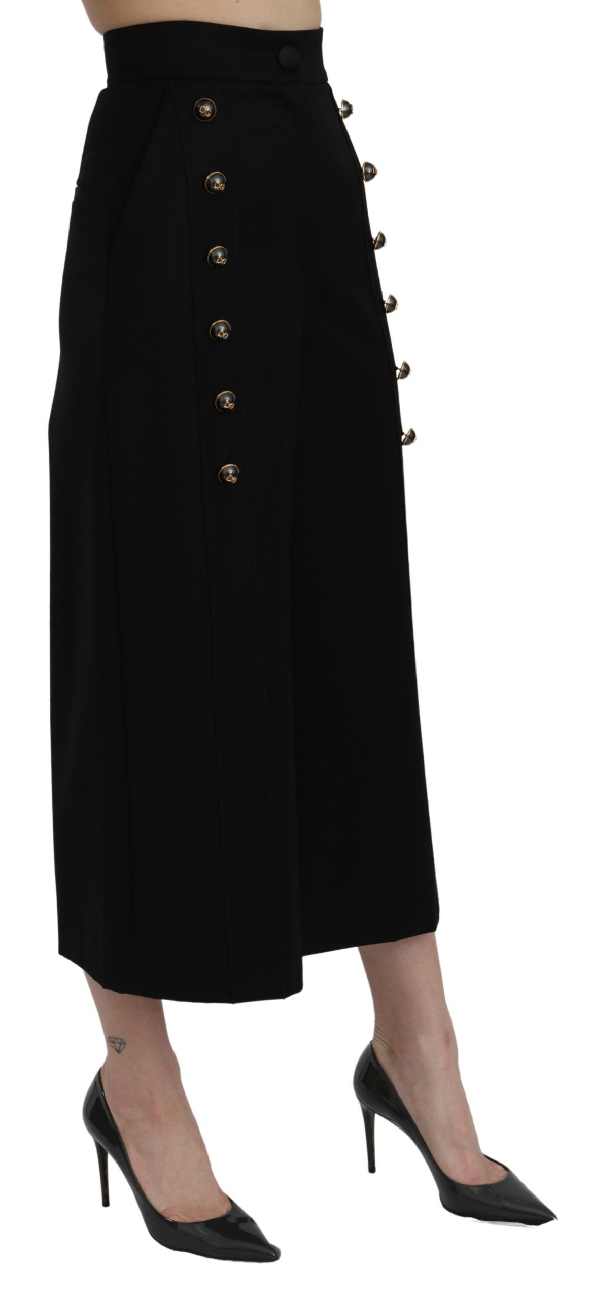 Elegant High Waist Wide Leg Wool Pants - ventzia