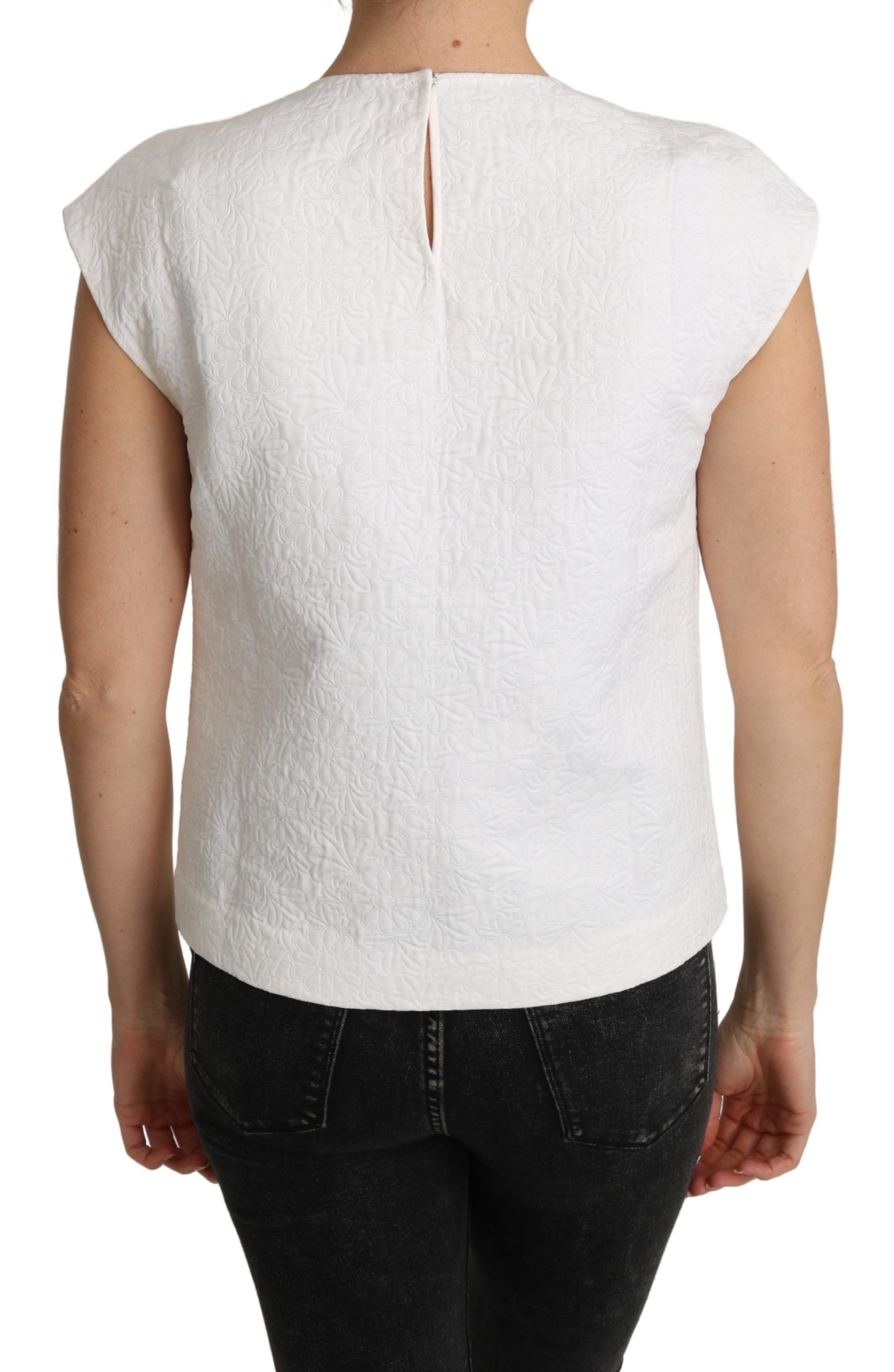 Elegant White Cotton Blend Blouse - ventzia