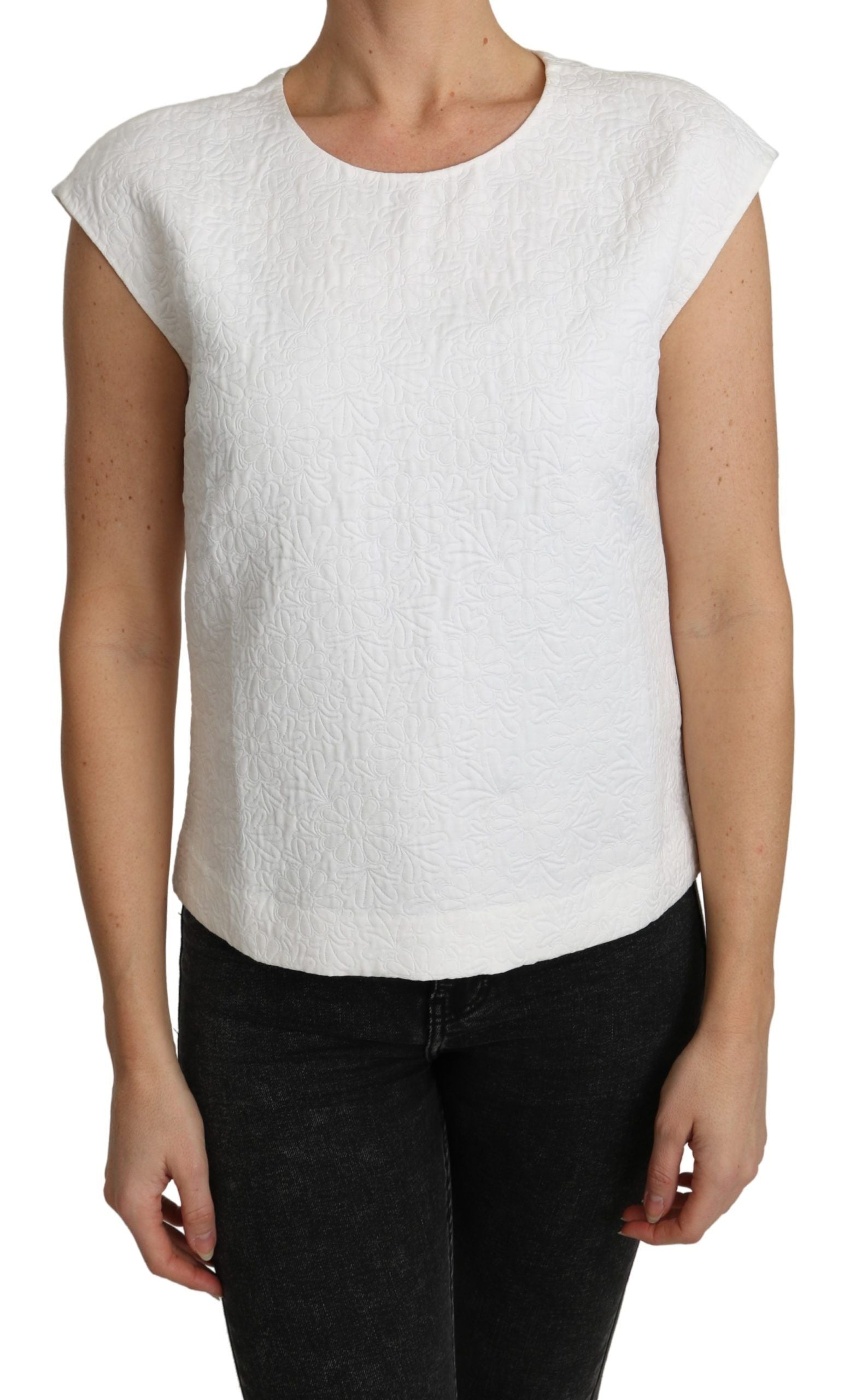 Elegant White Cotton Blend Blouse - ventzia