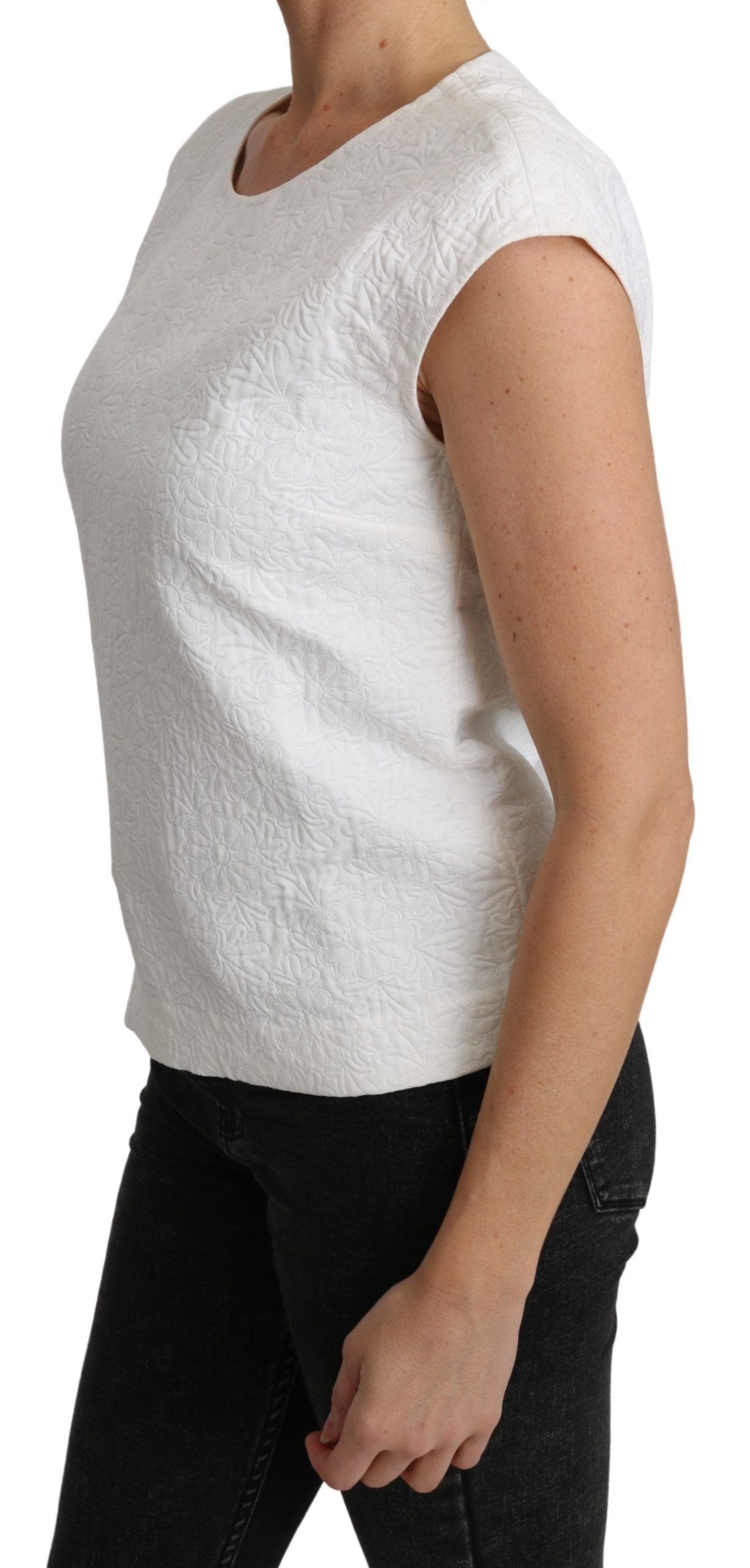 Elegant White Cotton Blend Blouse - ventzia