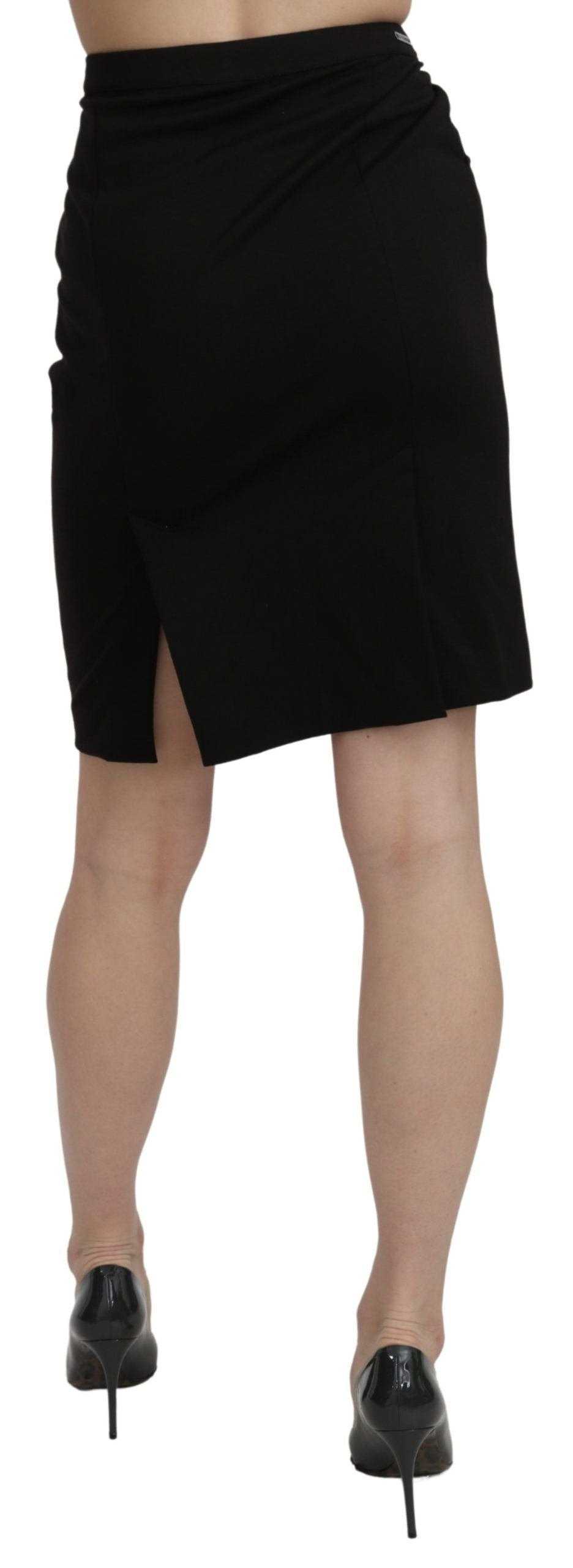 Chic High Waist Black Linen Skirt - ventzia