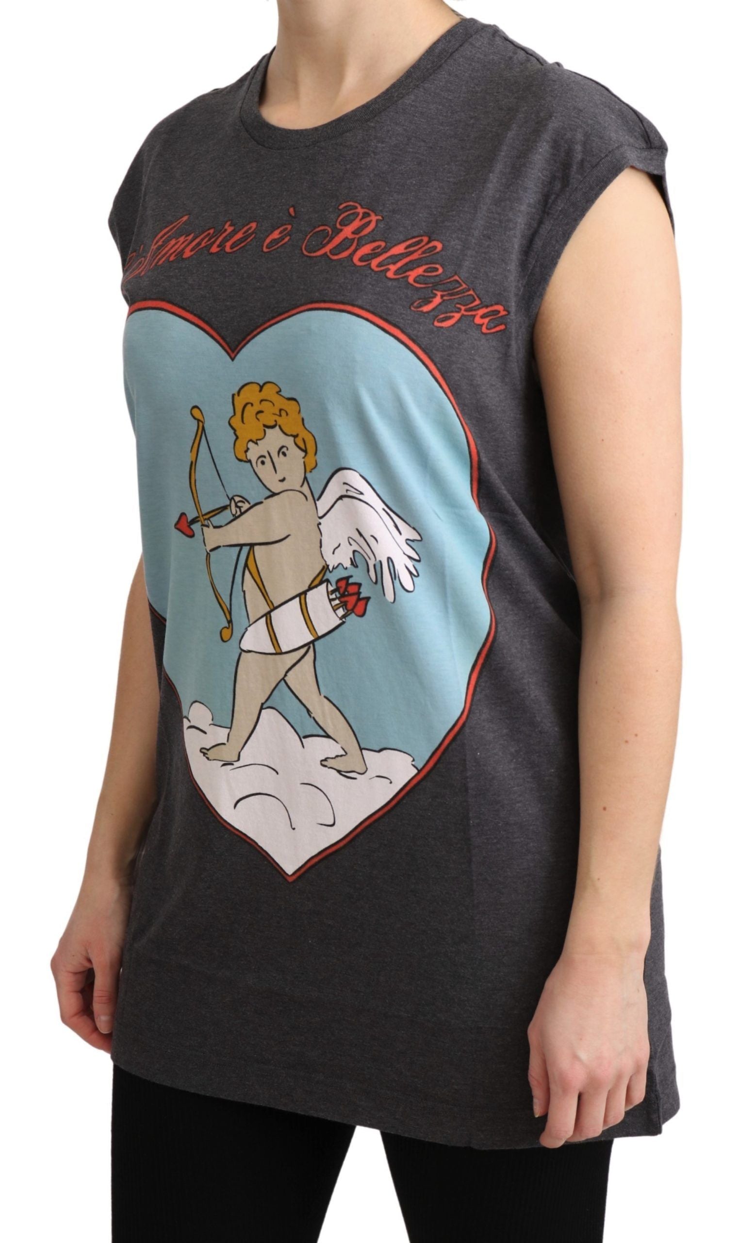 Elegant Gray Cotton Cap Sleeve Tee - ventzia