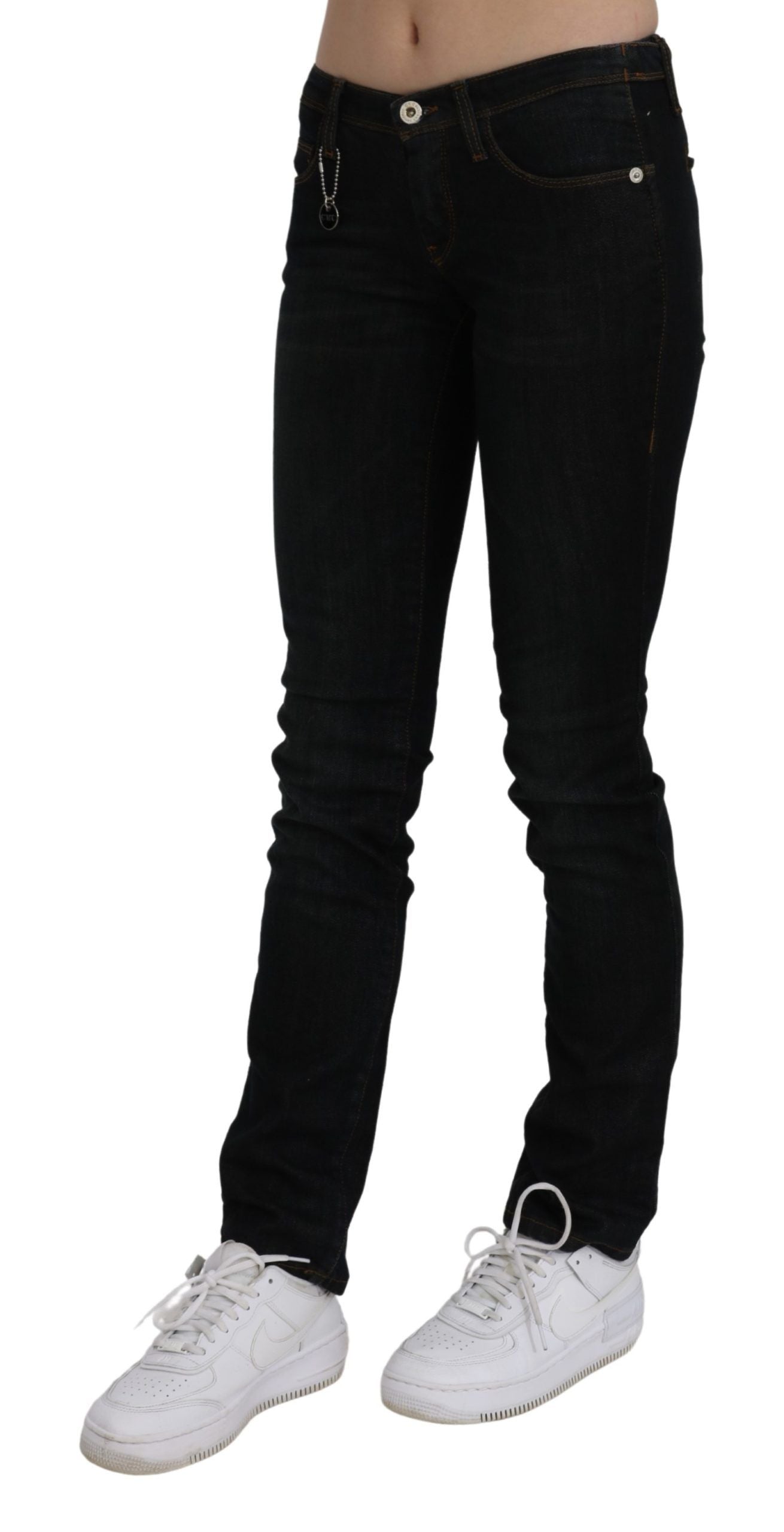 Chic Black Mid Waist Slim Fit Denim Jeans - ventzia