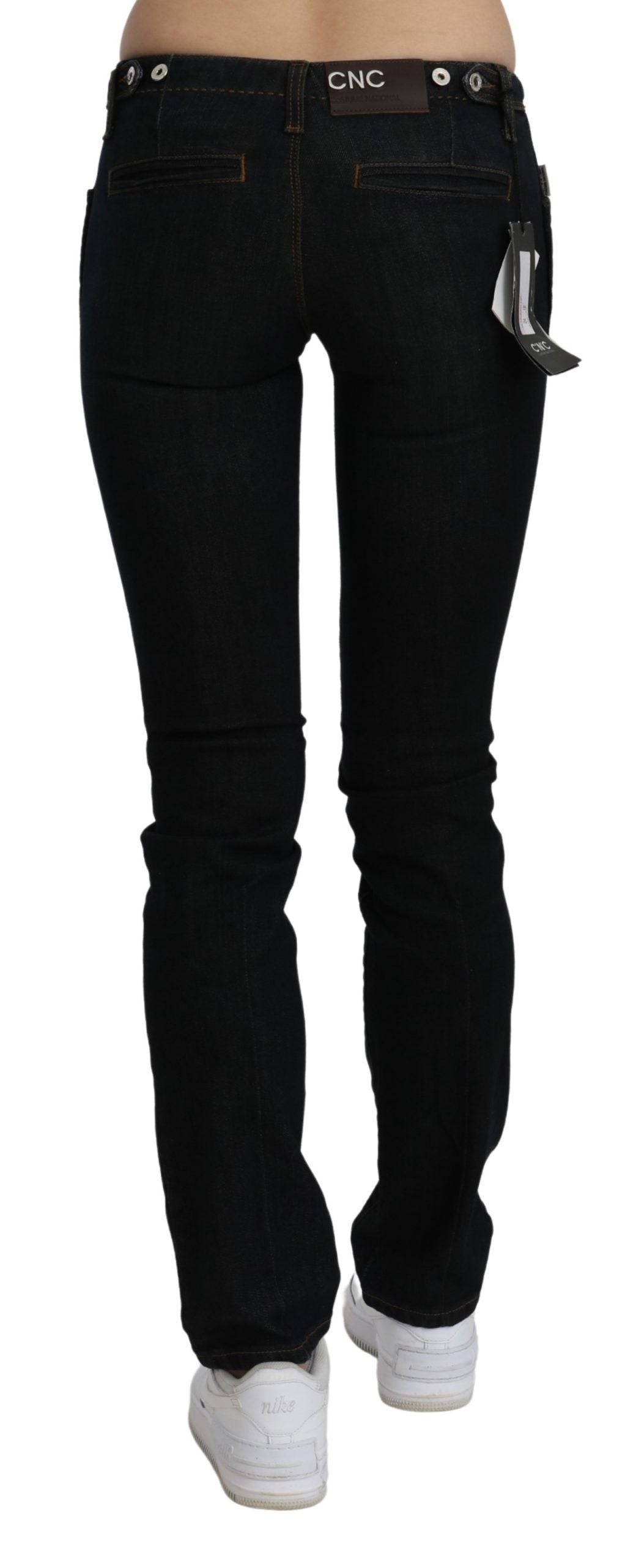 Chic Black Mid Waist Slim Fit Denim Jeans - ventzia
