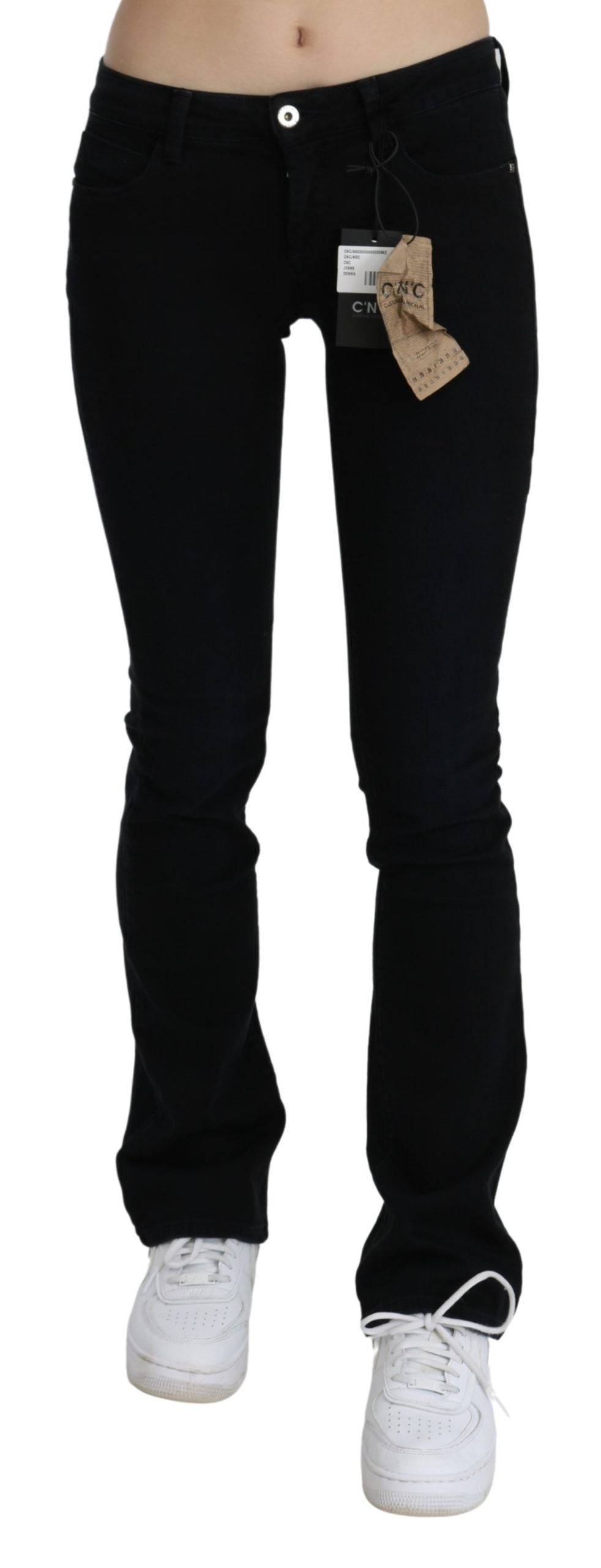 Chic Black Slim Fit Low Waist Denim - ventzia