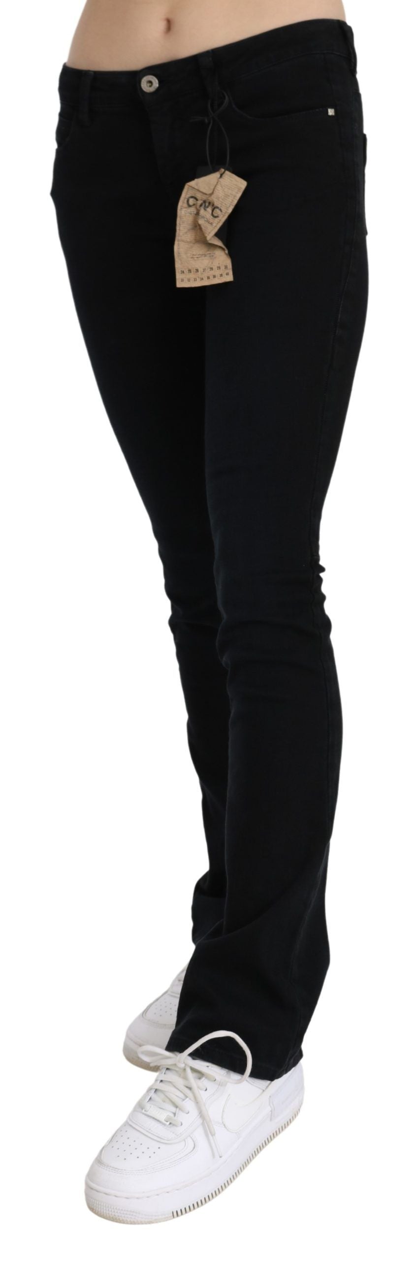 Chic Black Slim Fit Low Waist Denim - ventzia