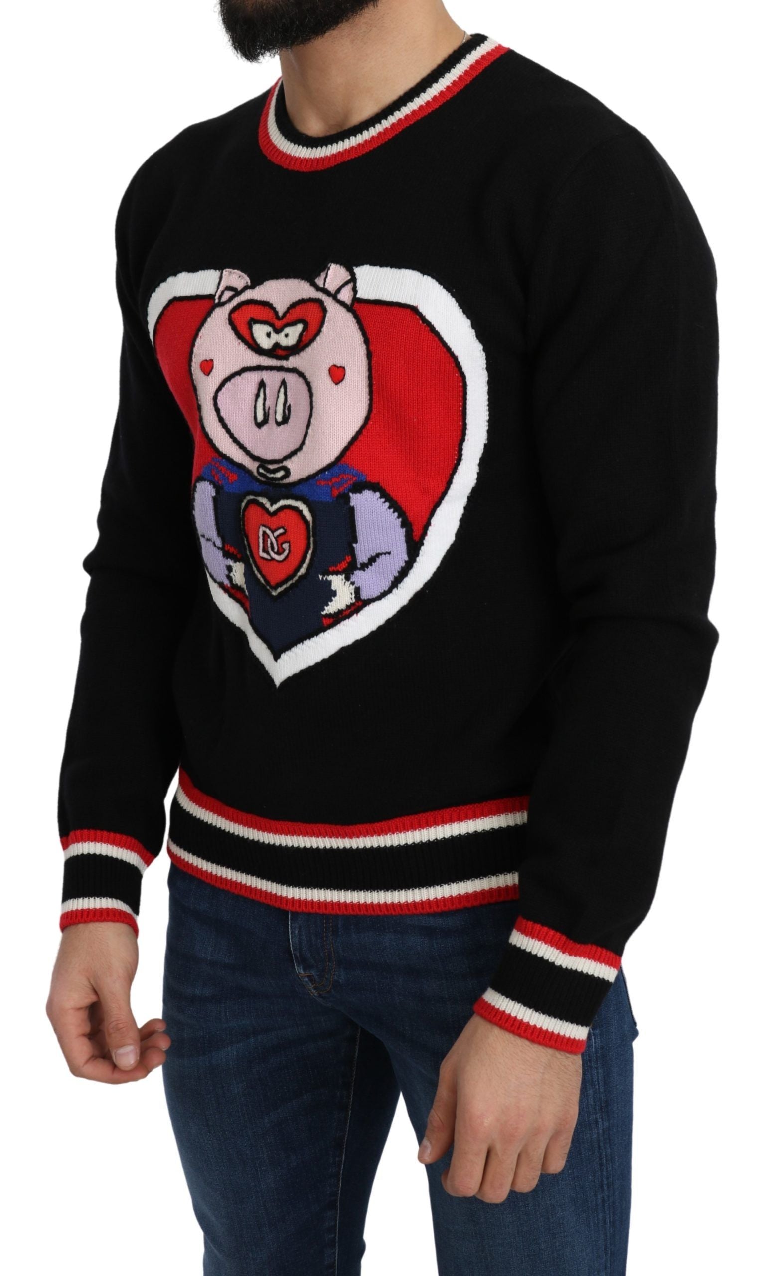Elegant Black Cashmere Crew Neck Sweater - ventzia