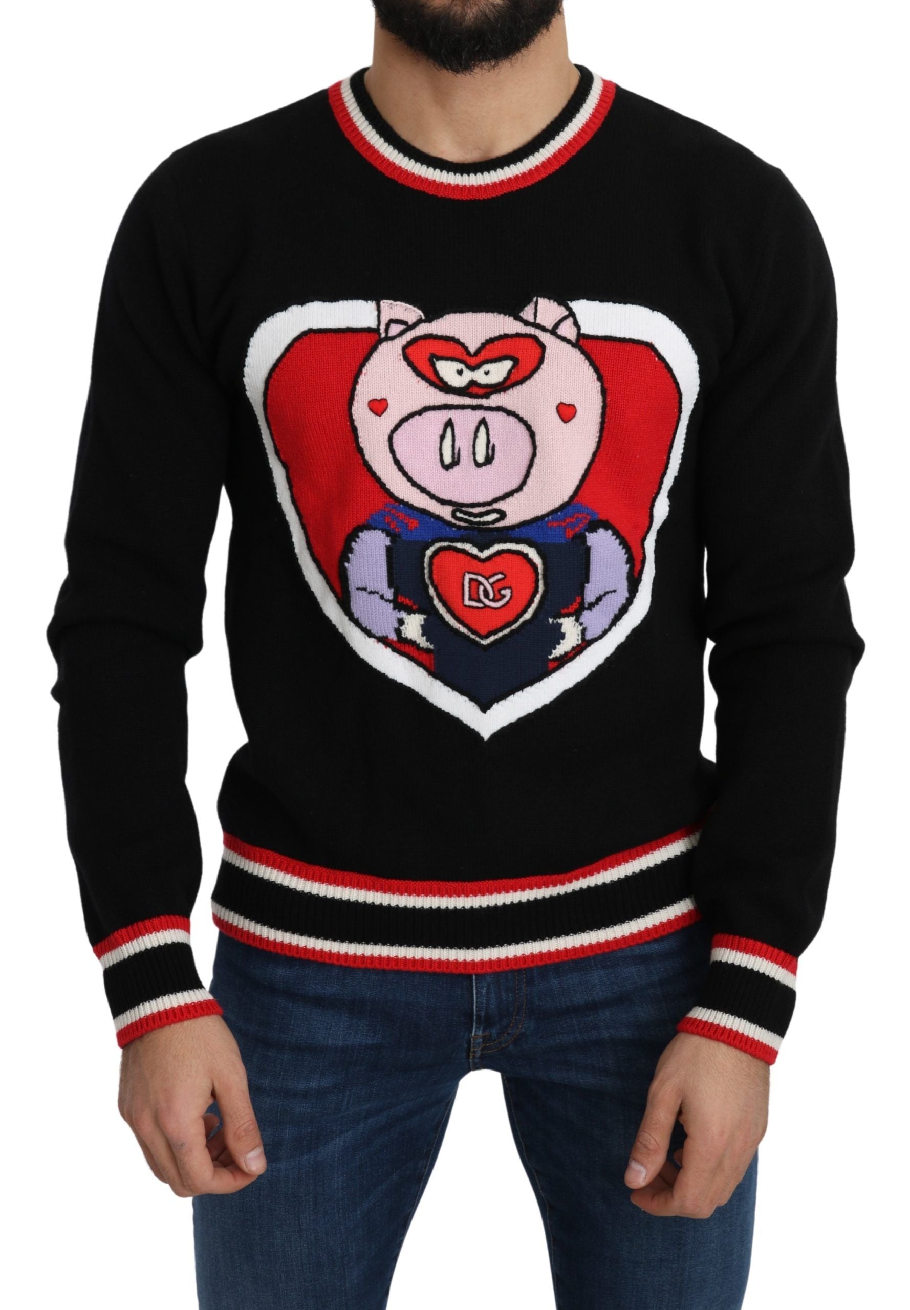 Elegant Black Cashmere Crew Neck Sweater - ventzia