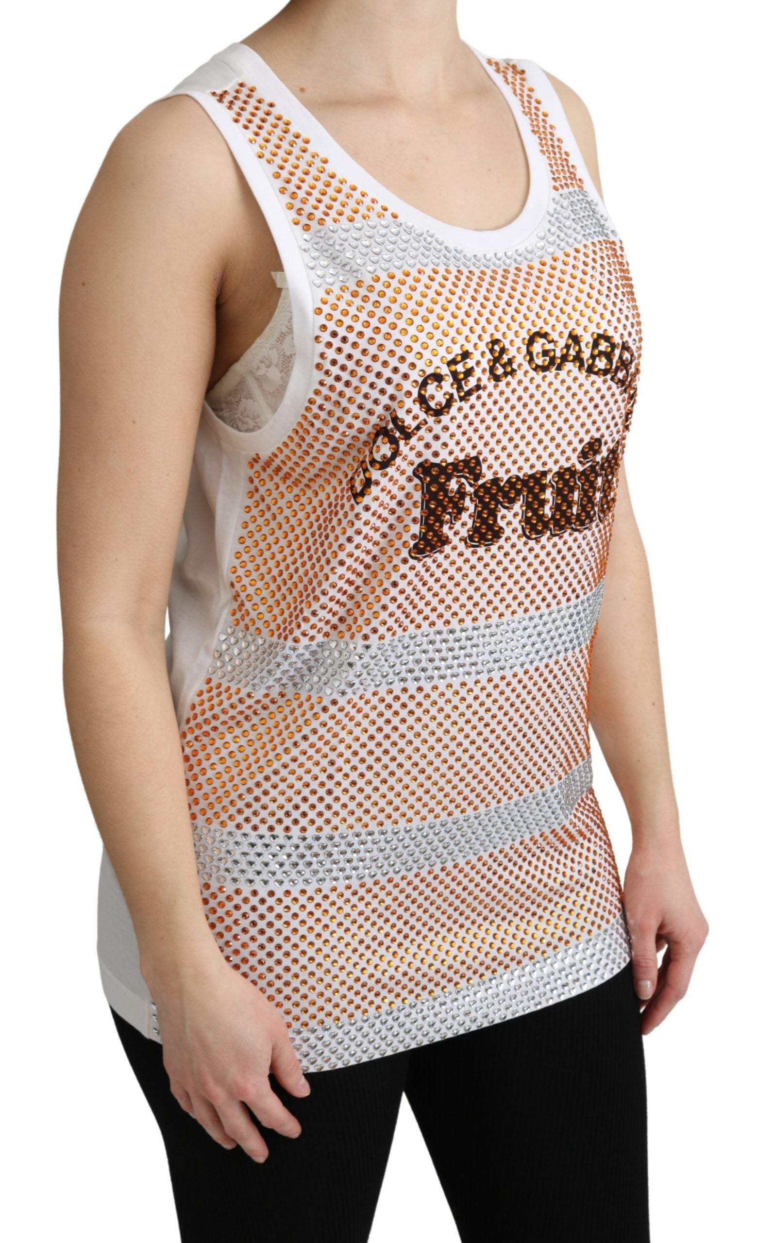 Crystal Embellished Sleeveless Cotton Top - ventzia