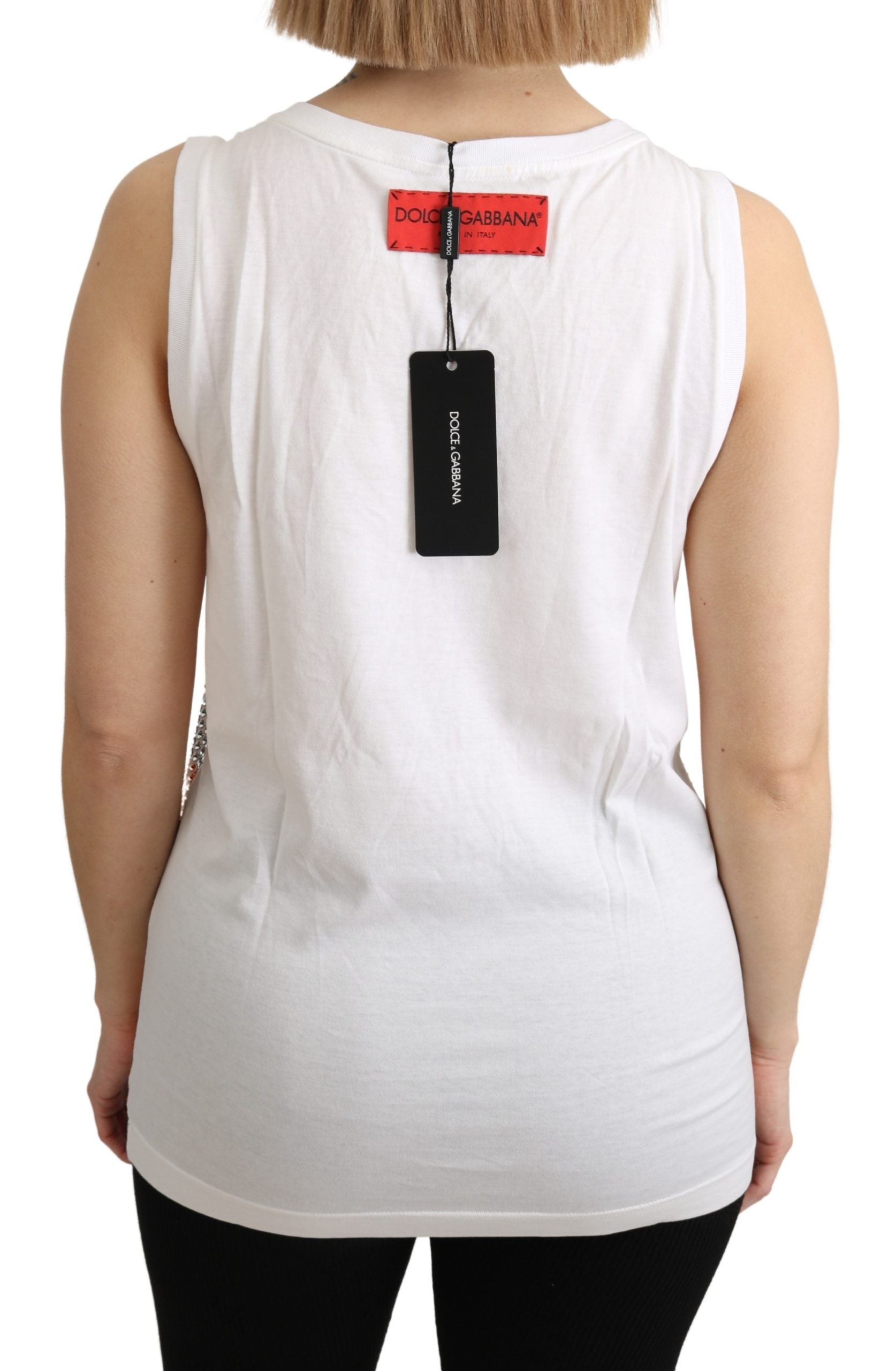 Crystal Embellished Sleeveless Cotton Top - ventzia