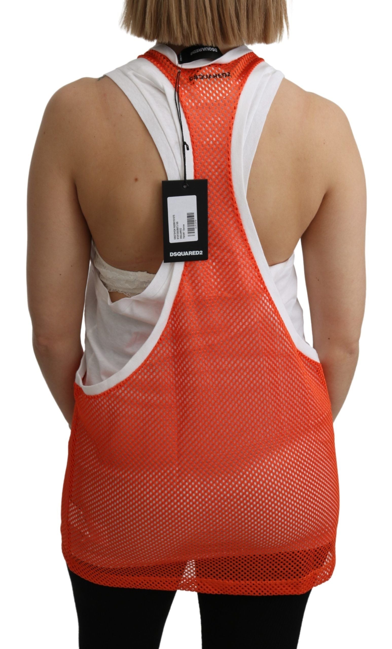 Elegant Sleeveless Cotton Tank in Orange - ventzia