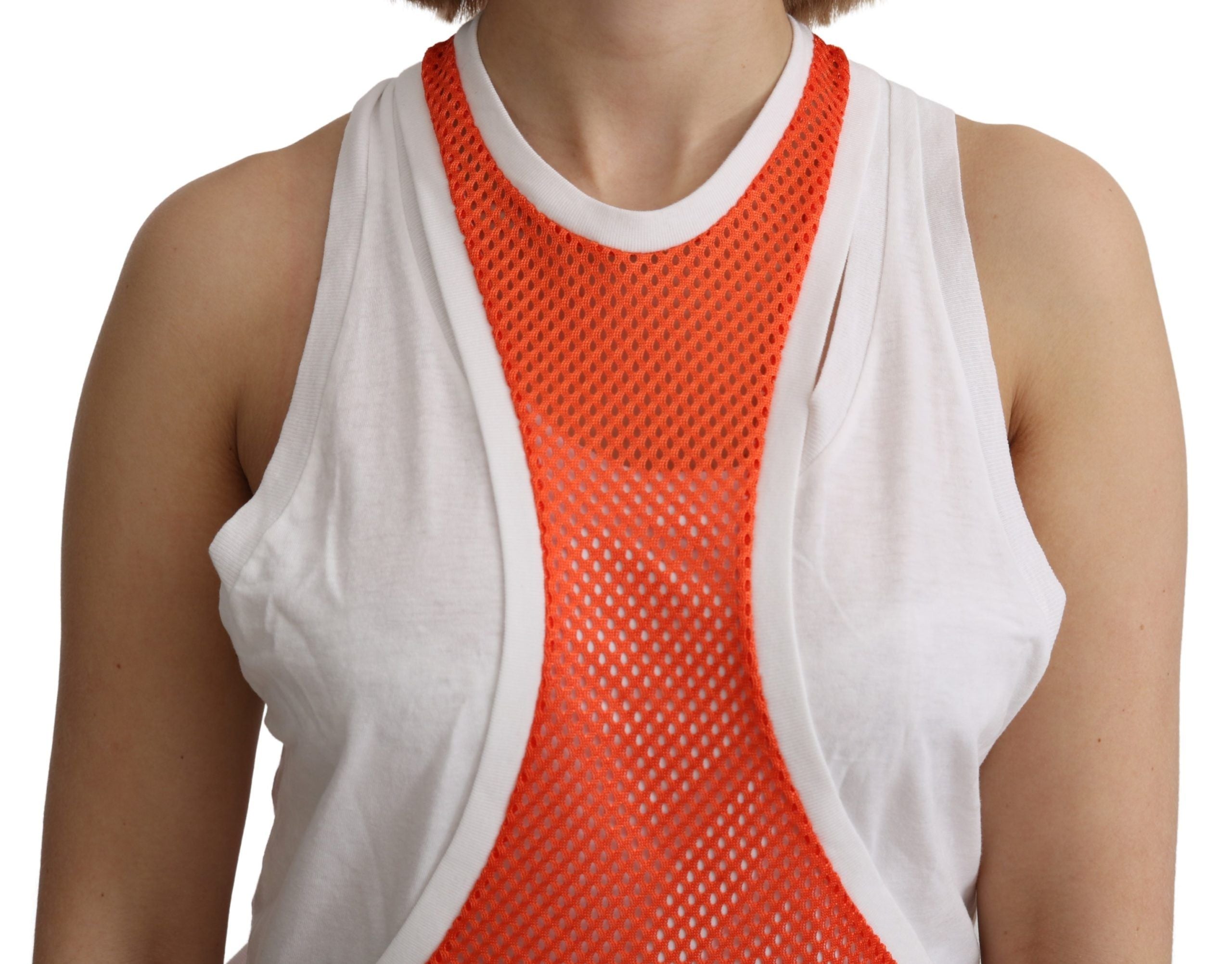 Elegant Sleeveless Cotton Tank in Orange - ventzia