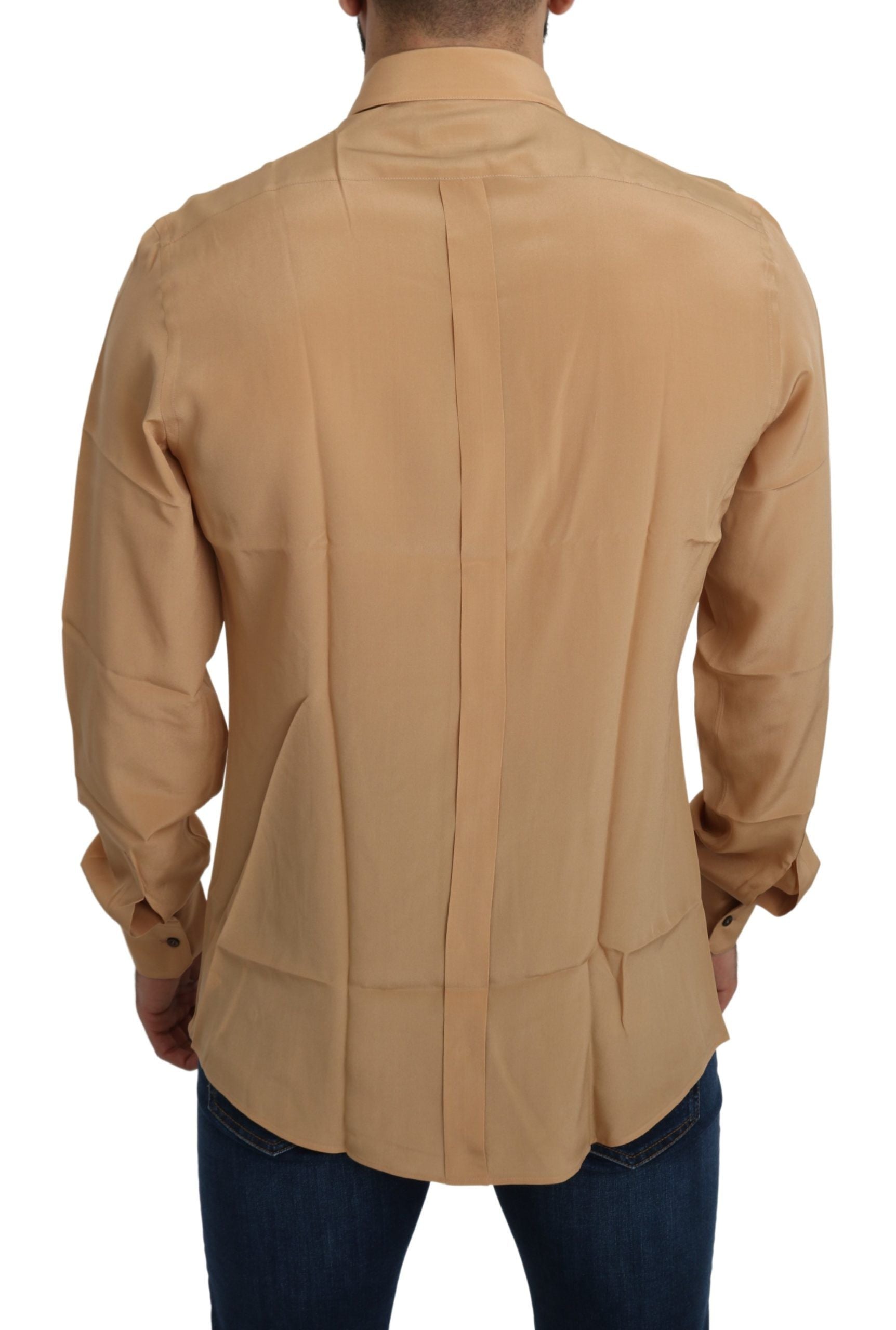 Elegant Yellow Silk Men's Formal Shirt - ventzia
