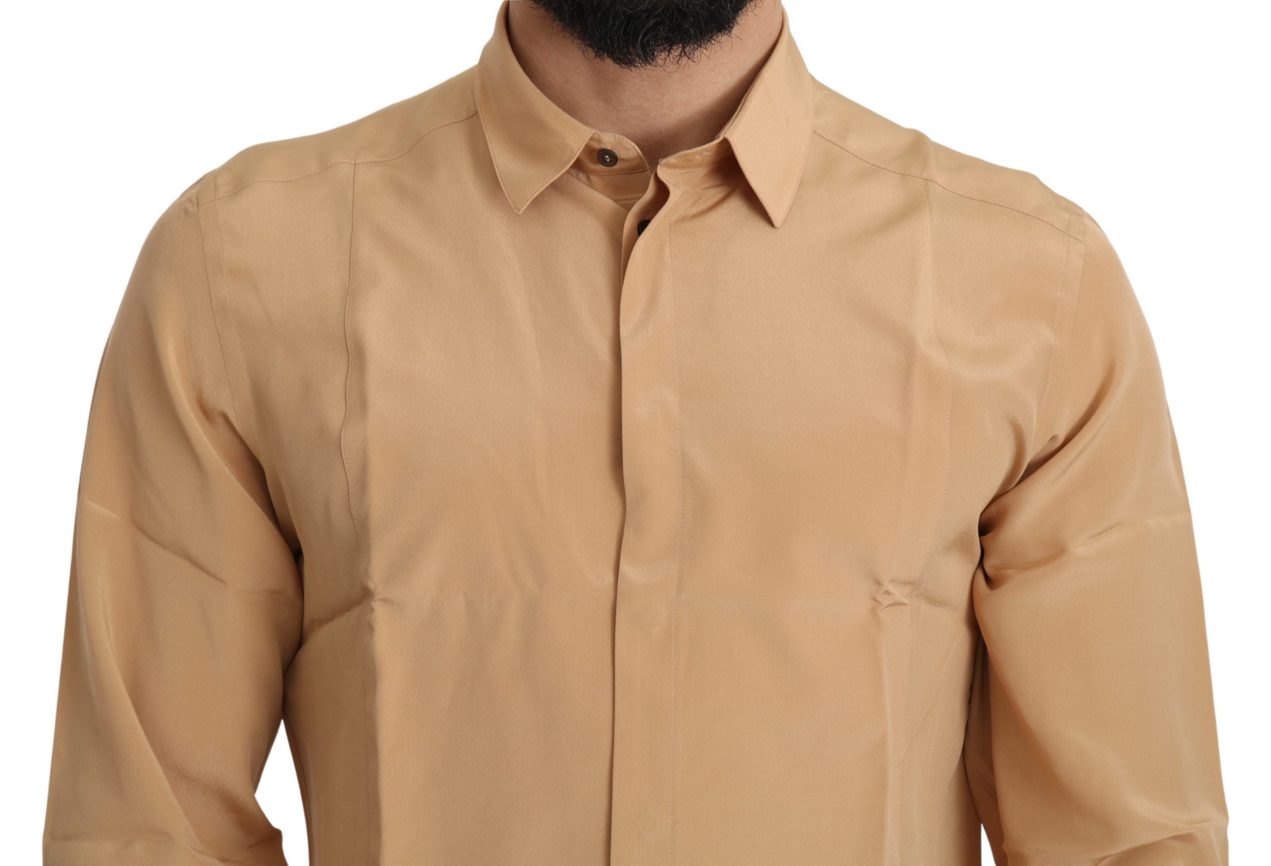 Elegant Yellow Silk Men's Formal Shirt - ventzia