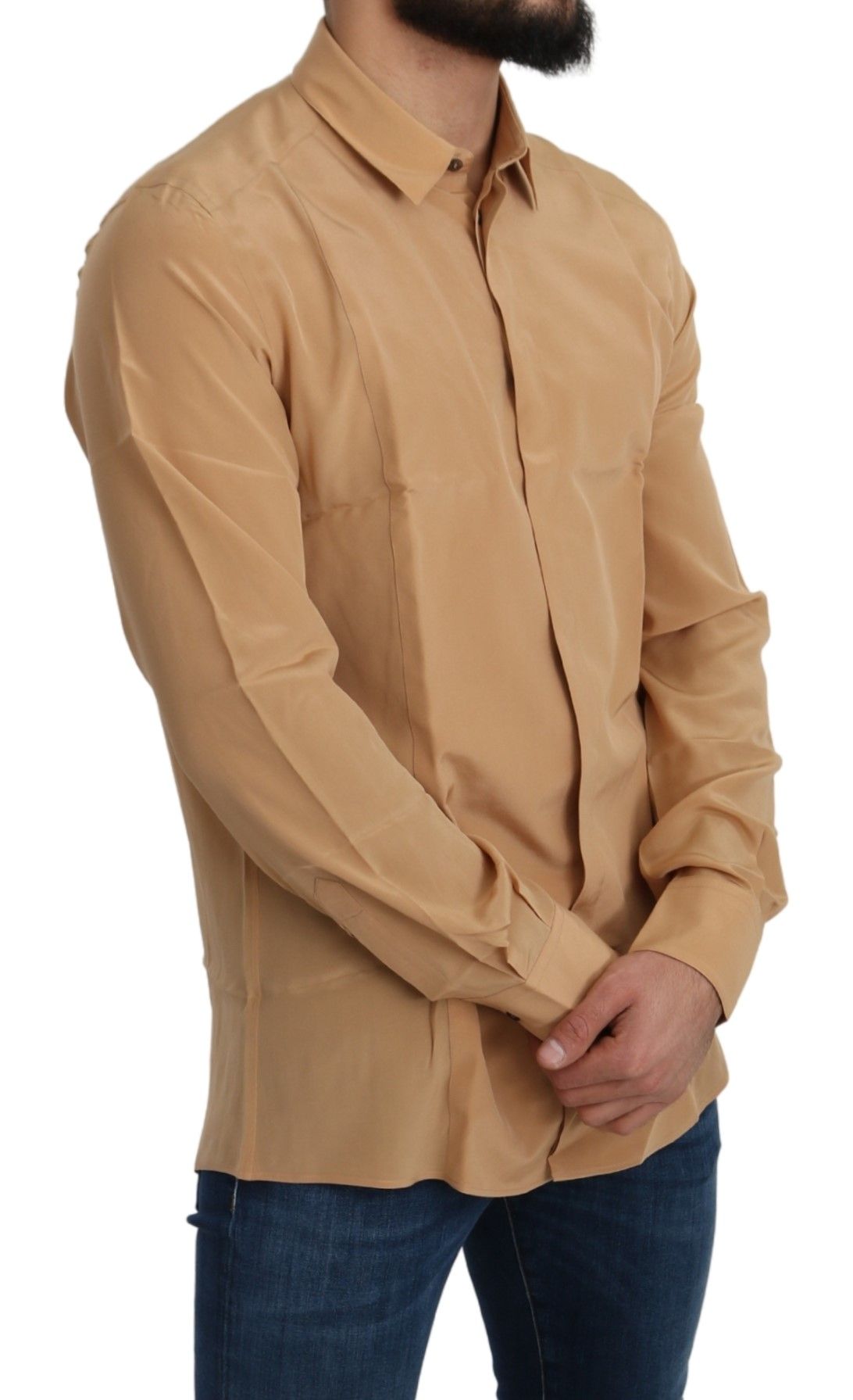 Elegant Yellow Silk Men's Formal Shirt - ventzia