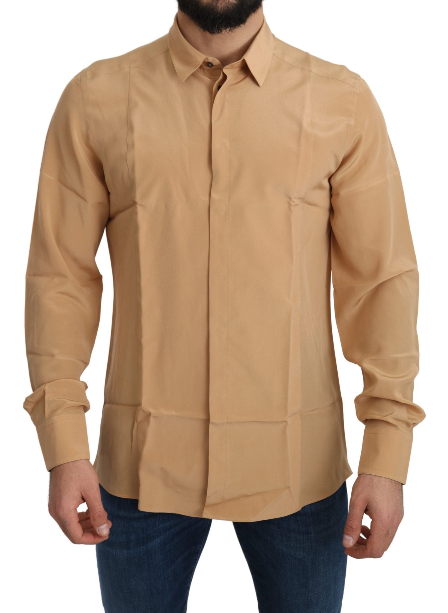 Elegant Yellow Silk Men's Formal Shirt - ventzia