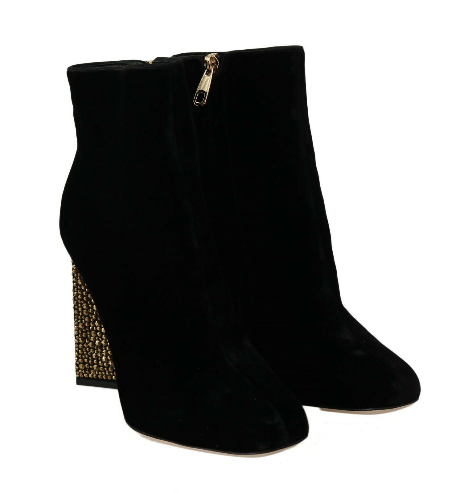 Elegant Velvet Ankle Boots with Crystal Heels - ventzia