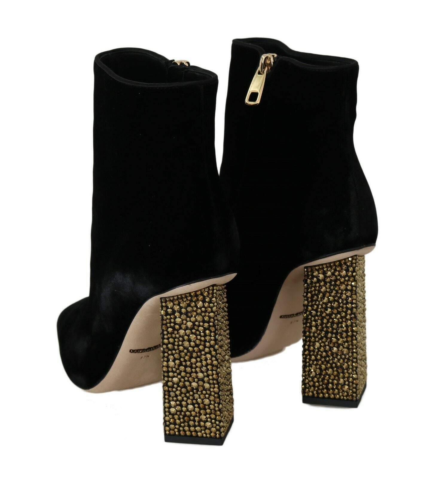 Elegant Velvet Ankle Boots with Crystal Heels - ventzia