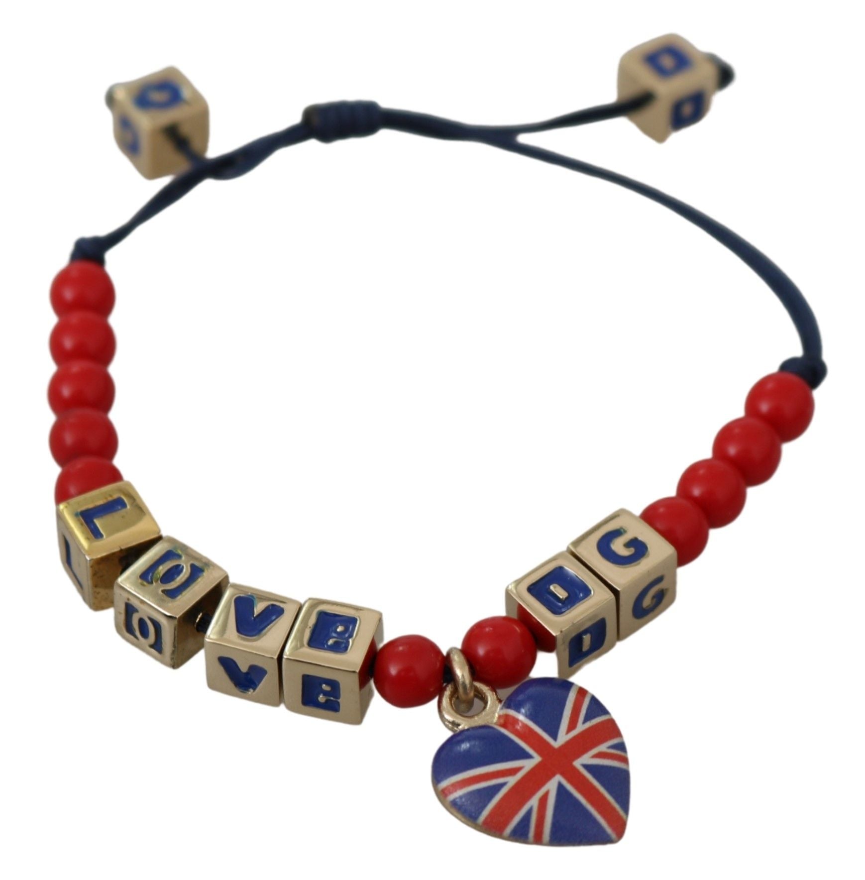 Elegant Blue Red Glass Cotton Blend Bracelet - ventzia