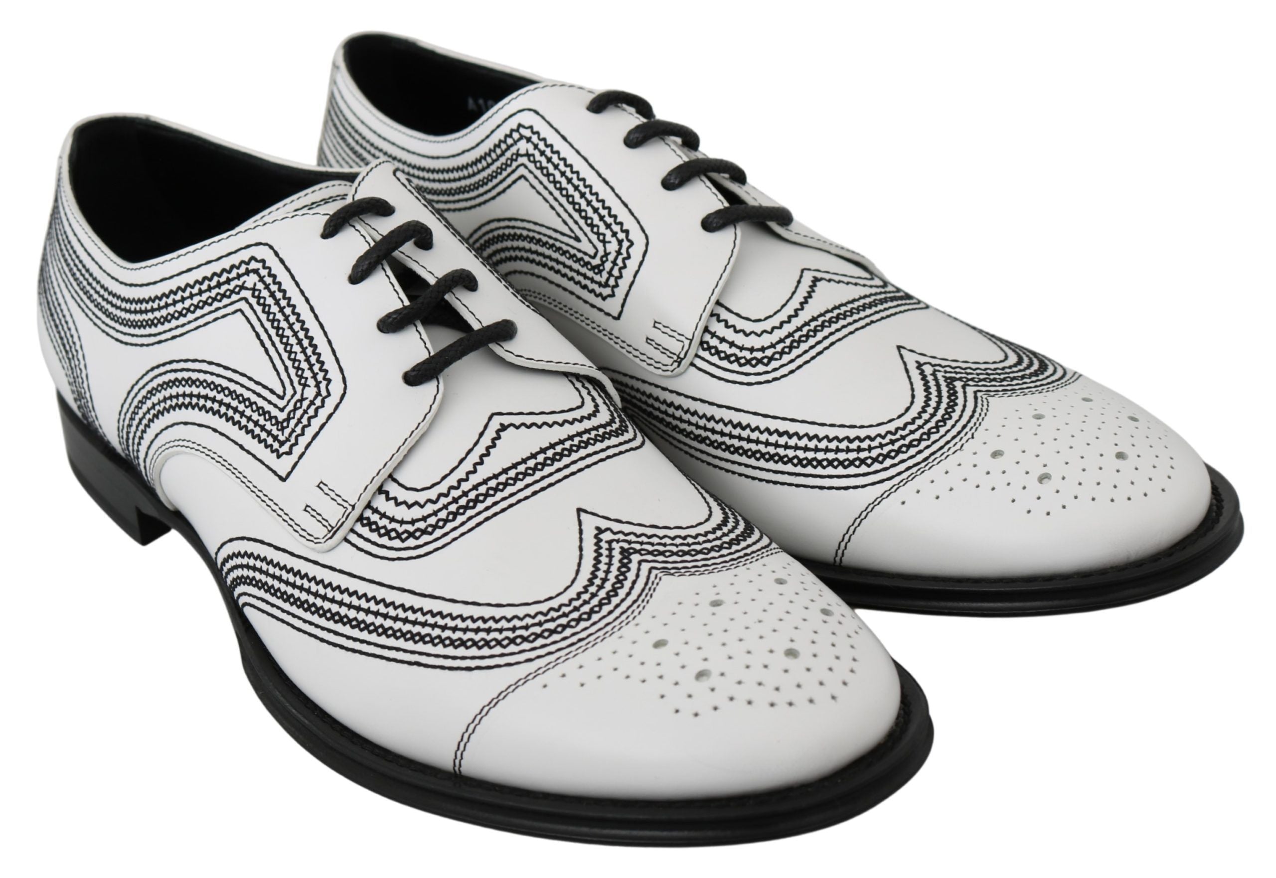 Elegant White Leather Derby Shoes - ventzia