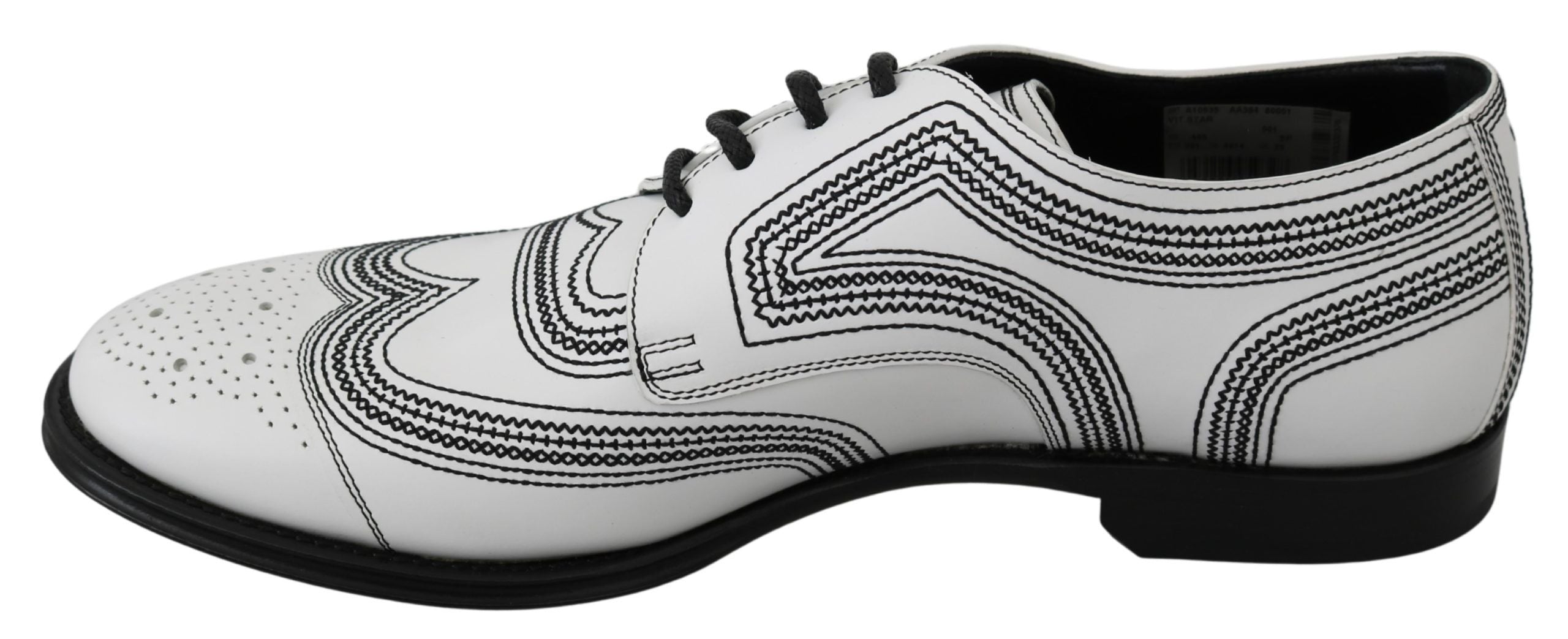 Elegant White Leather Derby Shoes - ventzia