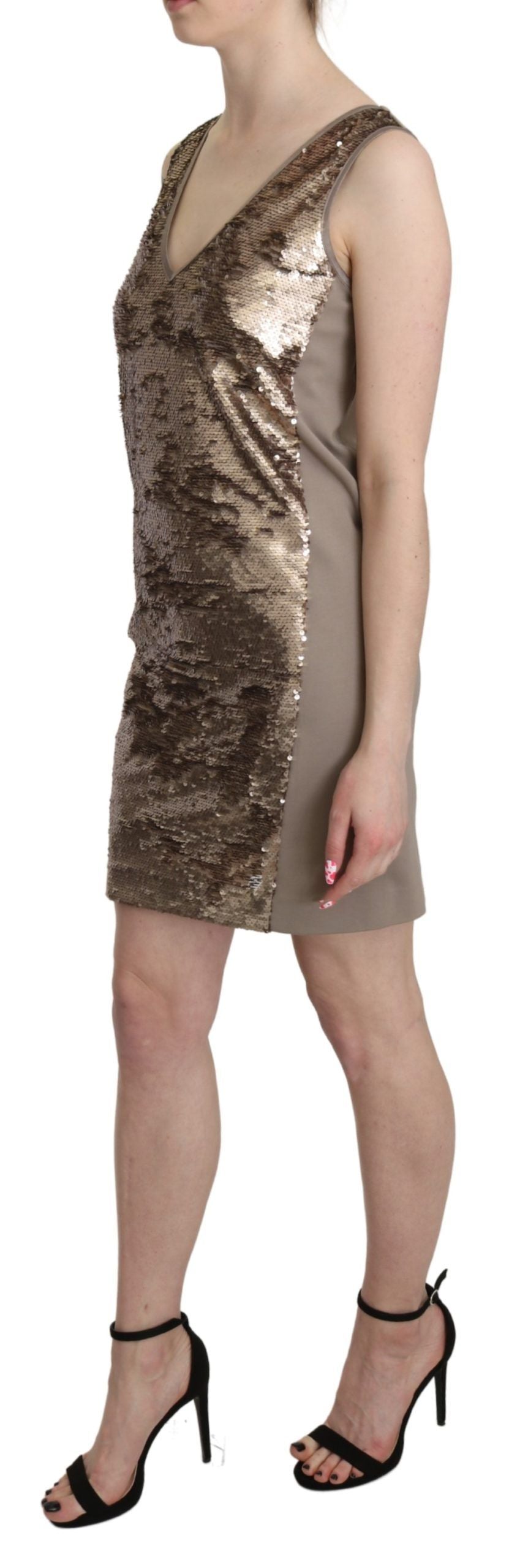 Glamorous V-Neck Sleeveless Sequin Mini Dress - ventzia