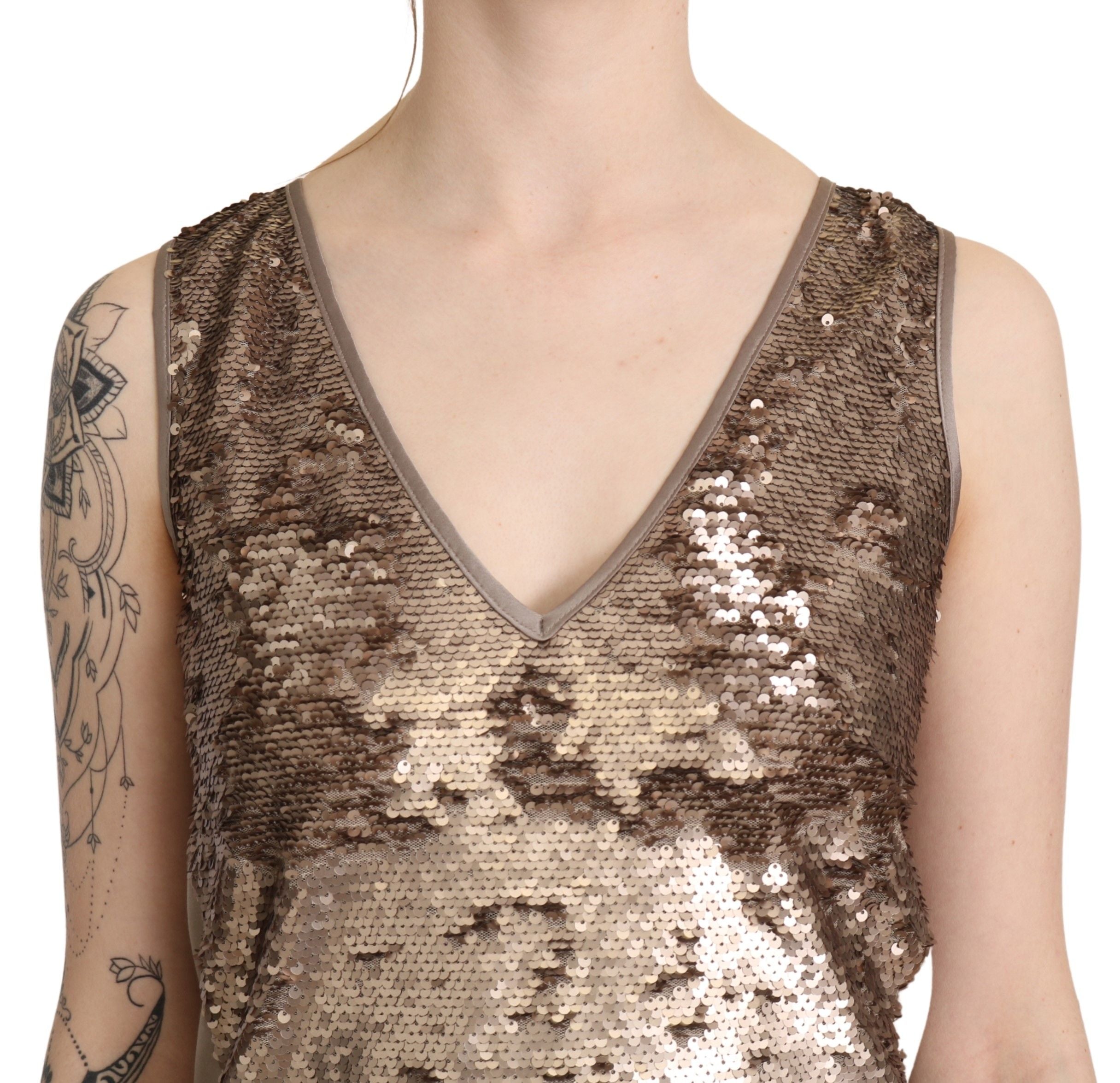 Glamorous V-Neck Sleeveless Sequin Mini Dress - ventzia