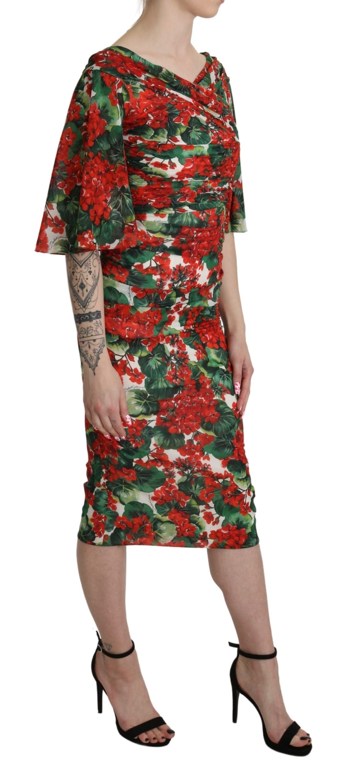 Enchanting Floral Midi Sheath Dress - ventzia