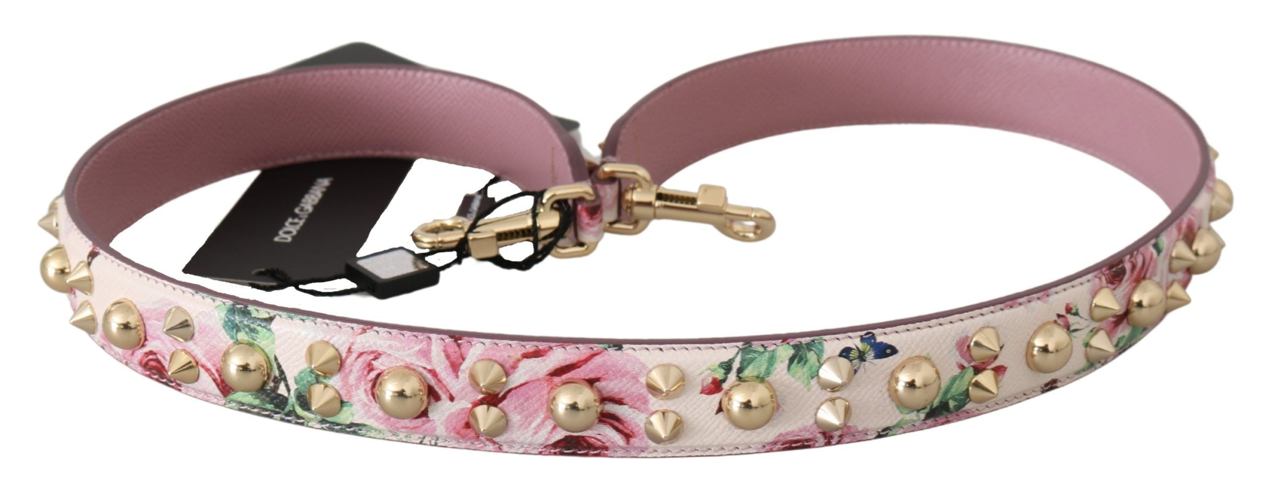 Chic Floral Pink Leather Shoulder Strap - ventzia