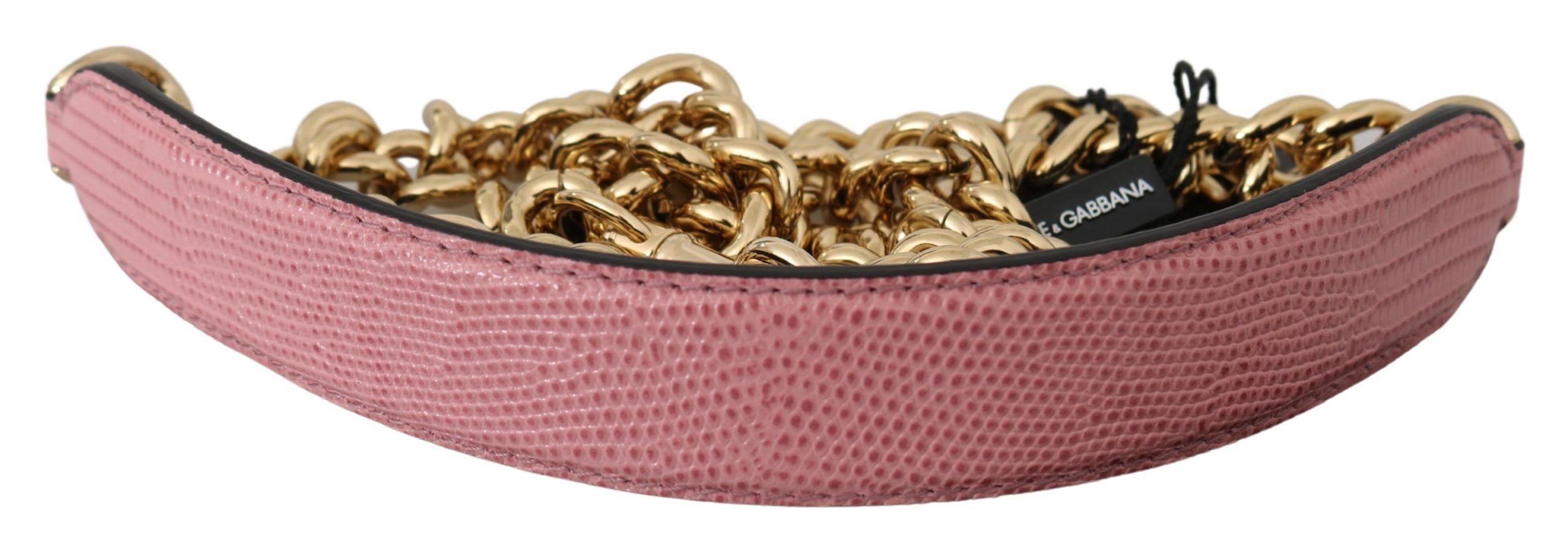Elegant Pink Gold Leather Shoulder Strap - ventzia