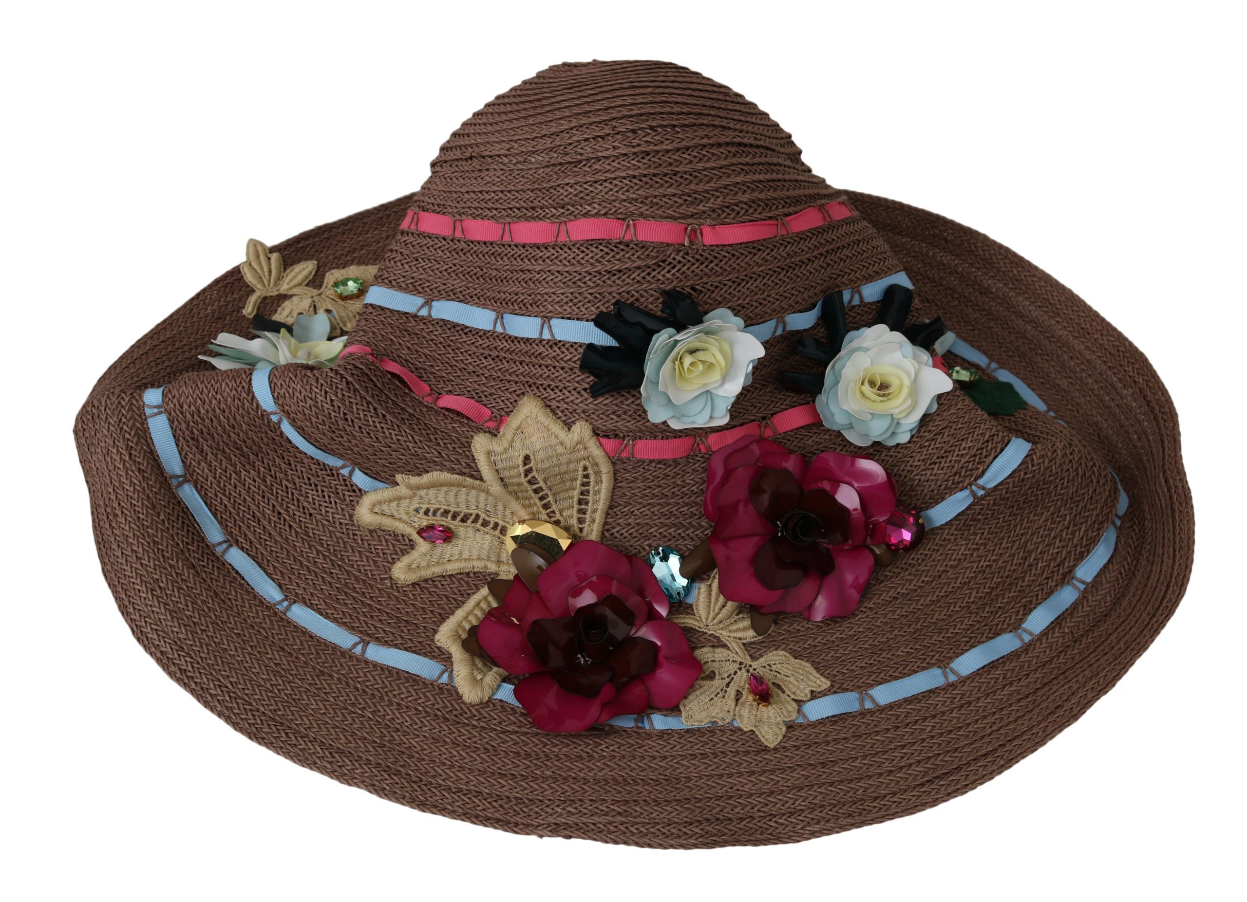 Elegant Floppy Straw Hat with Floral Accents - ventzia