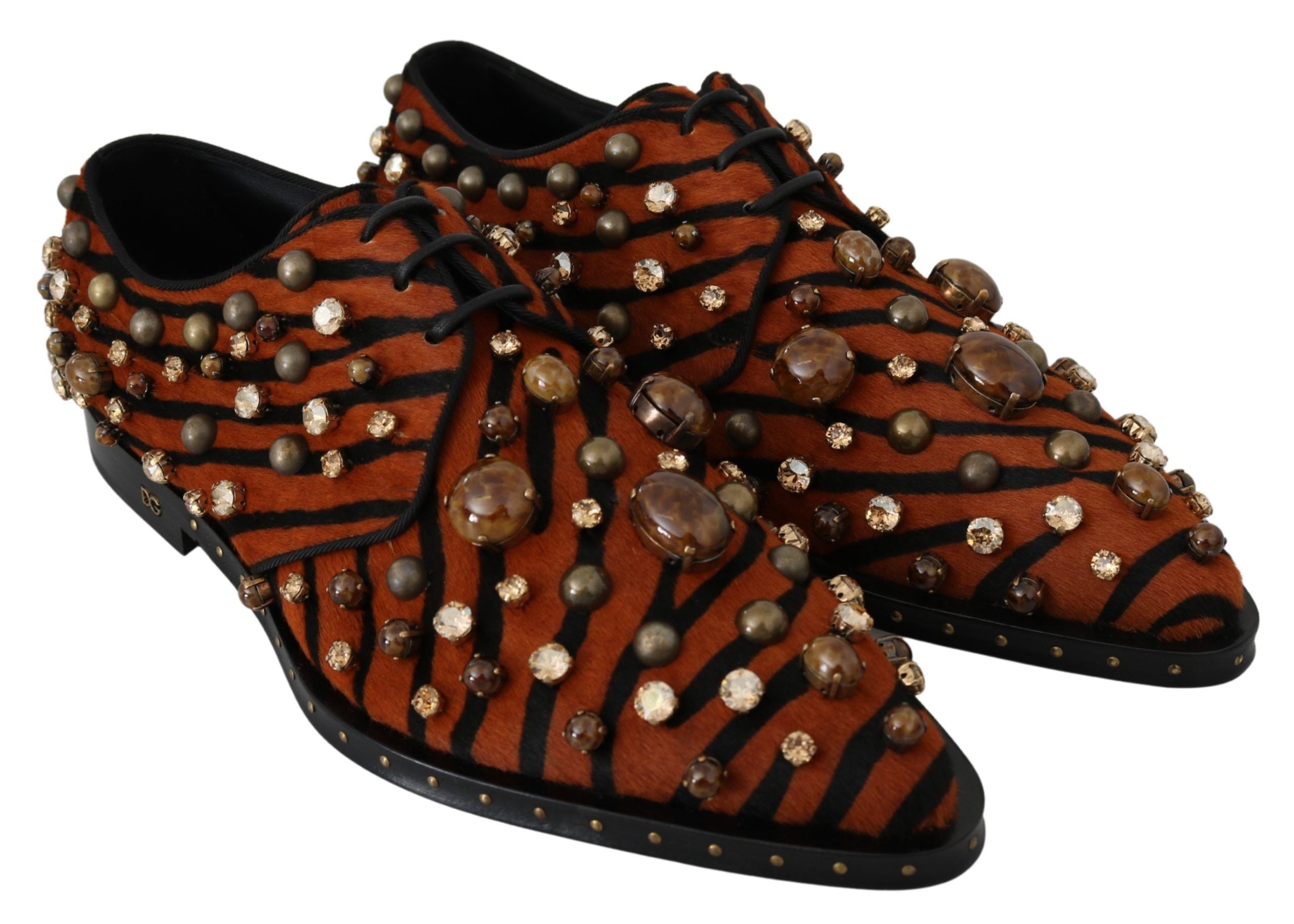Tiger Pattern Crystal Embellished Flats - ventzia
