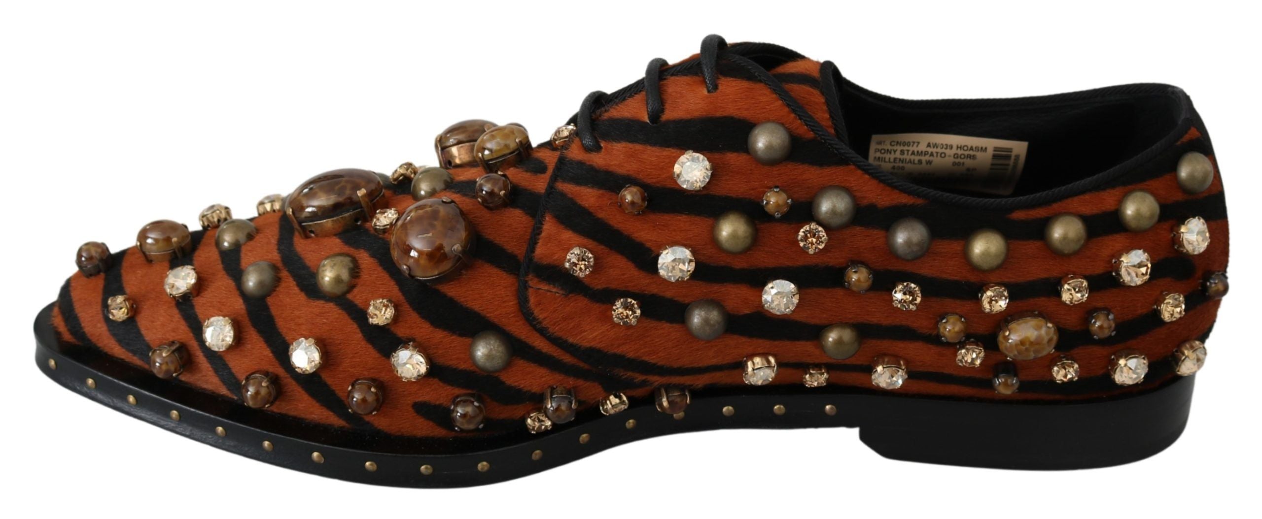Tiger Pattern Crystal Embellished Flats - ventzia