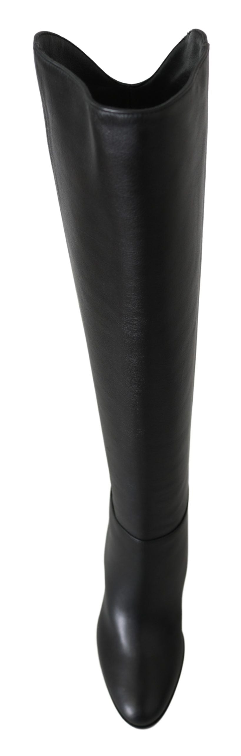 Elegant Black Calf Leather Heeled Boots - ventzia