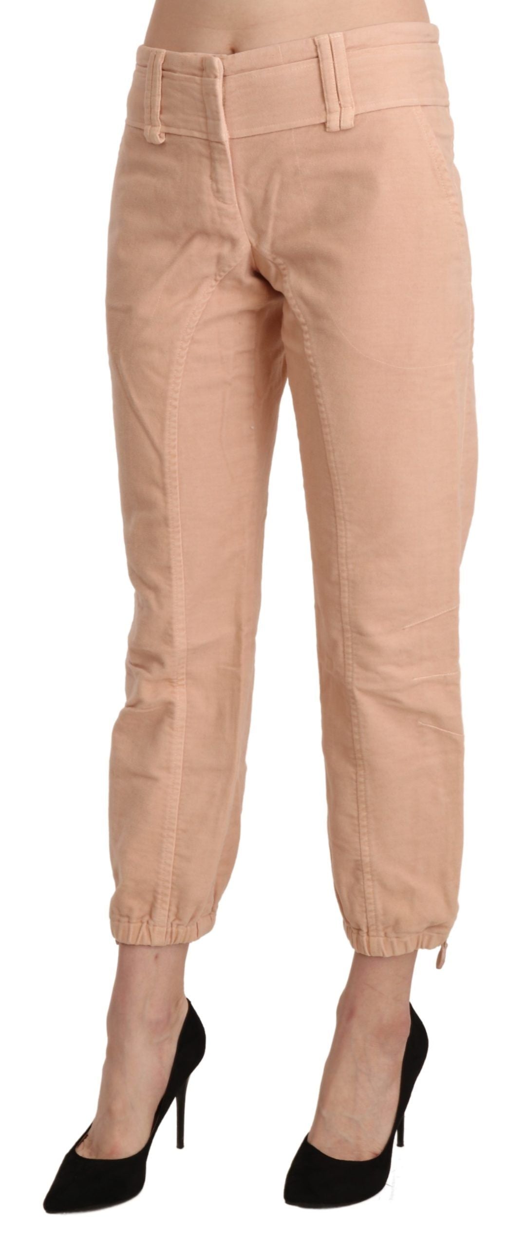 Chic Beige Cropped Cotton Pants - ventzia