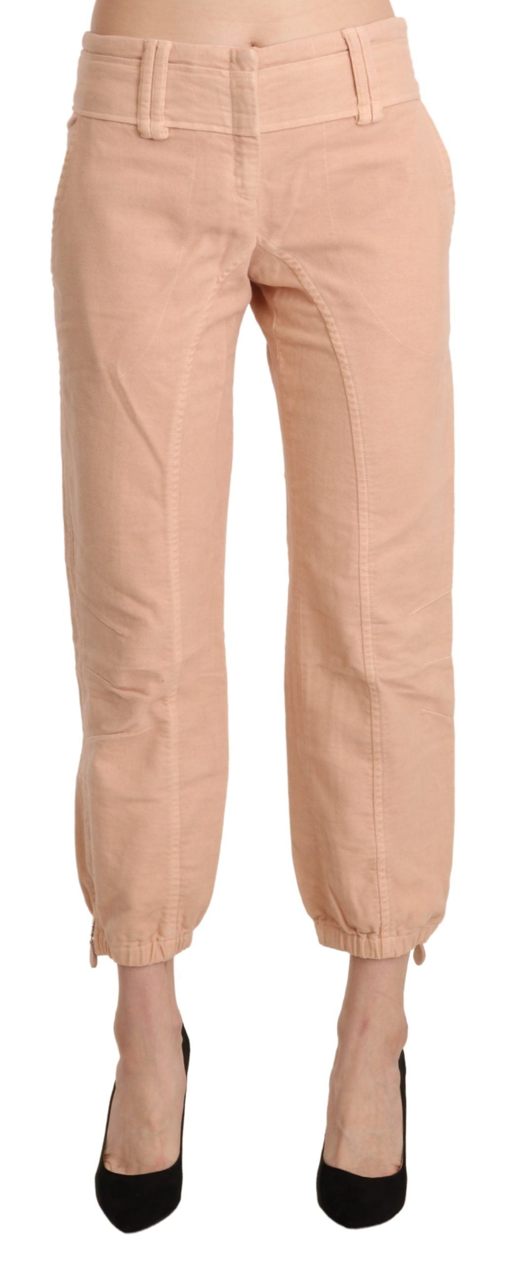 Chic Beige Cropped Cotton Pants - ventzia