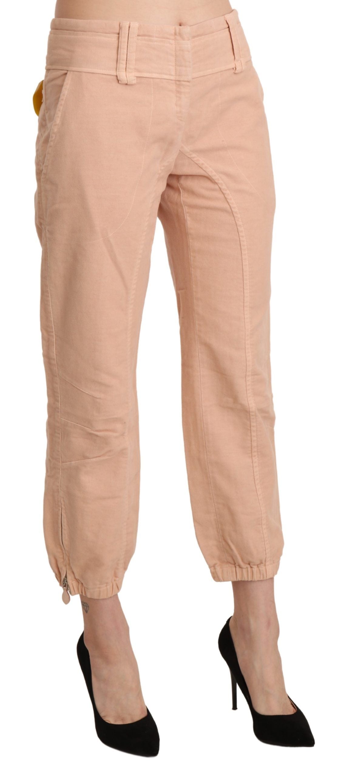 Chic Beige Cropped Cotton Pants - ventzia